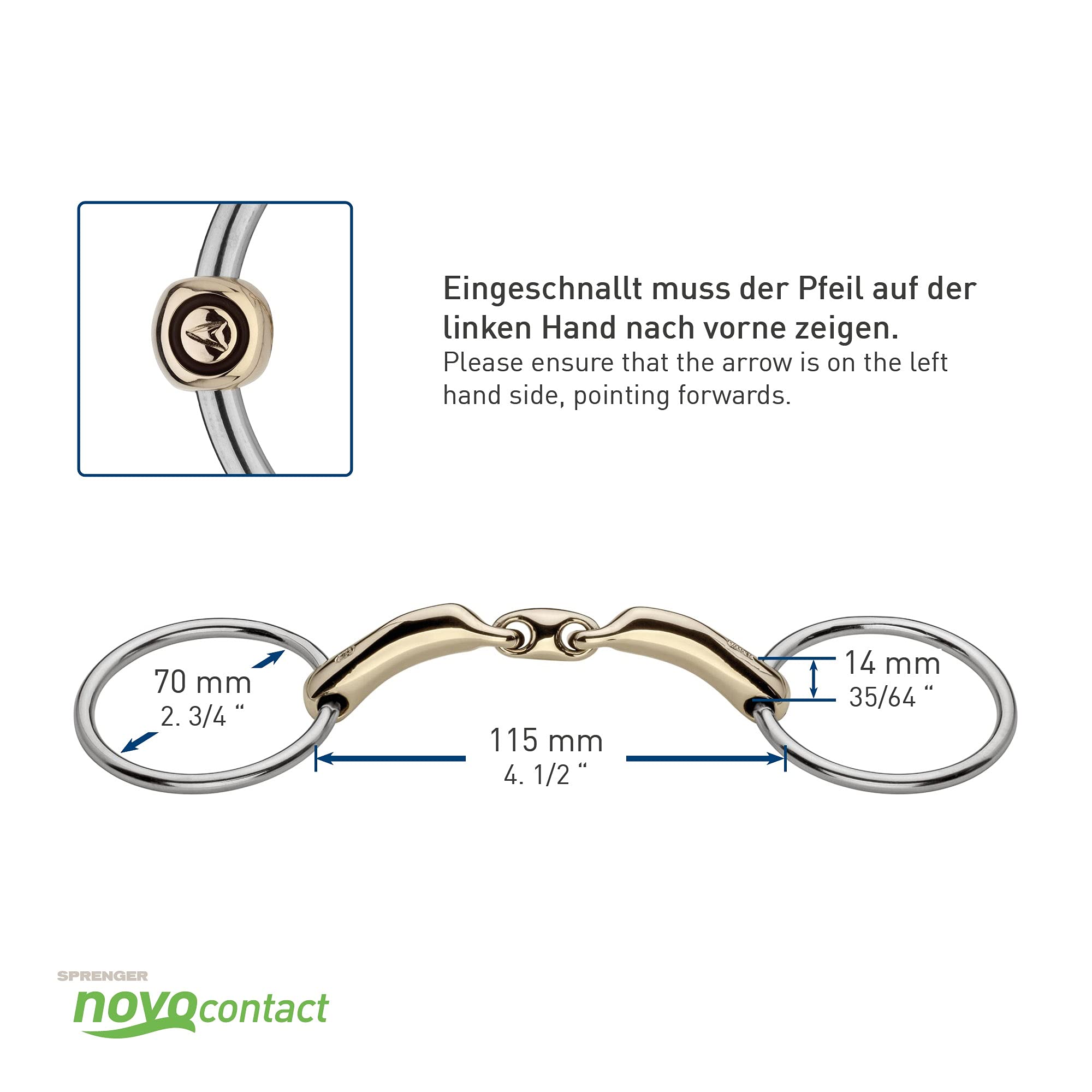 Sprenger - NOVOcontact Single Jointed Snaffle - 14mm - SENSOGAN