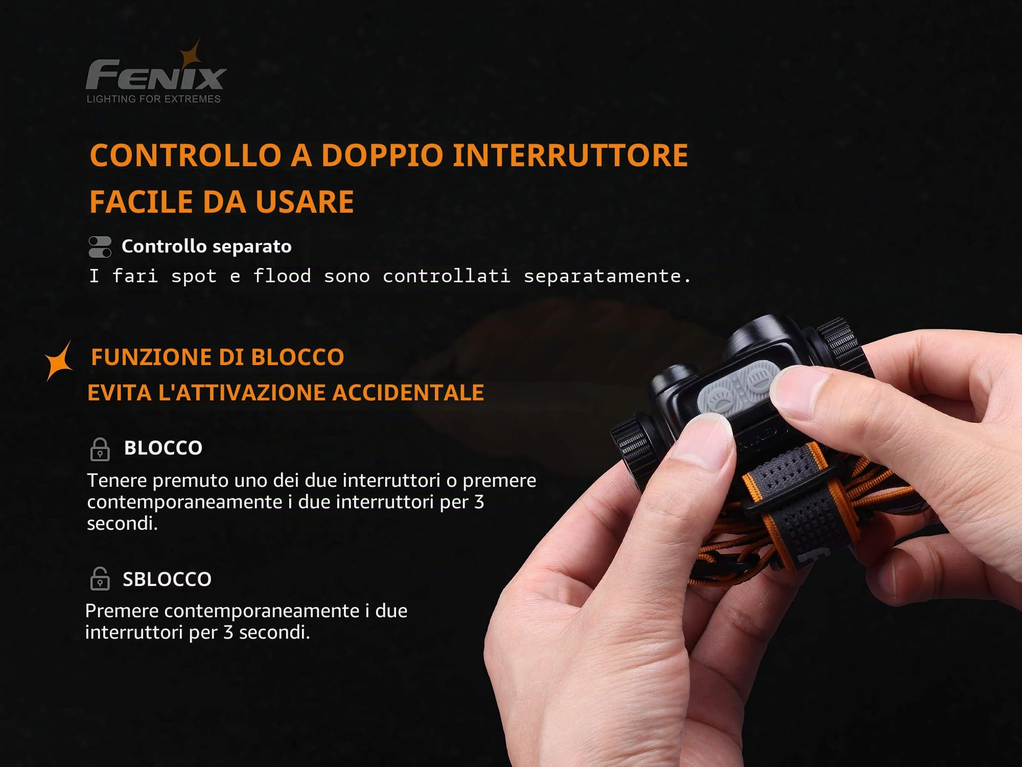 Fenix HM65R - Lampada frontale a LED, massimo 1.000 lumen e 400 lumen, impermeabile, ricaricabile tramite USB-C, adatta per trail running, alpinismo, montagna di notte