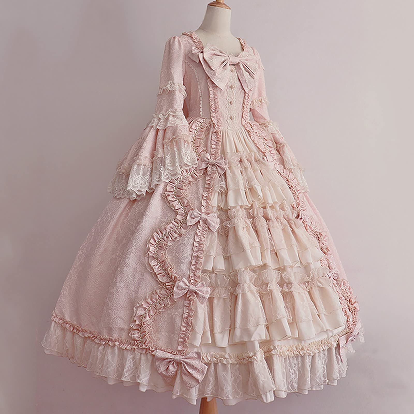 2024 Vestito Medievale Donna Abito Principessa Donna Barocco Rococò Costume da Dama Dell Abito Vittoriano Manica Tromba Palazzo Vestito Gotico Pizzo Vintage Costume Carnevale Cosplay Vesiti Festa