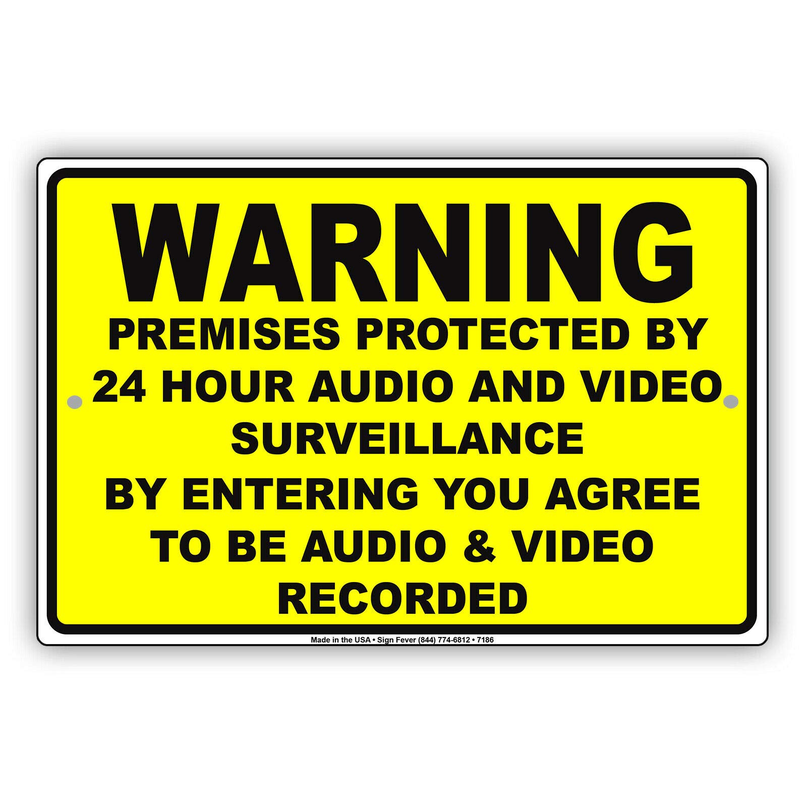 Kueprae A561 Warning Premises Under 24Hr Audio Video Surveillance On Metal Sign 12"X8"