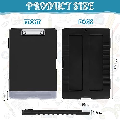 Miniatura 8 de Crtiin Portapapeles de plástico con almacenamiento de color A4 Portapapeles de enfermería con soporte para bolígrafo, resistente al agua,