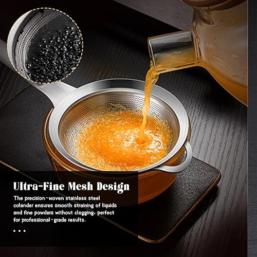 Miniatura 4 de 2 tamices de malla de acero inoxidable, tamiz fino de harina para hornear, cocinar y té, mini coladores de acero inoxidable 304, colador para quinua