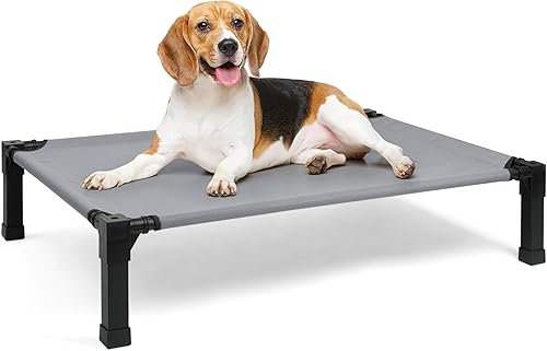 Heeyoo Cama elevada para perro, cuna elevada para mascotas con malla transpirable lavable a prueba de mordidas y marco de metal, cama portátil para