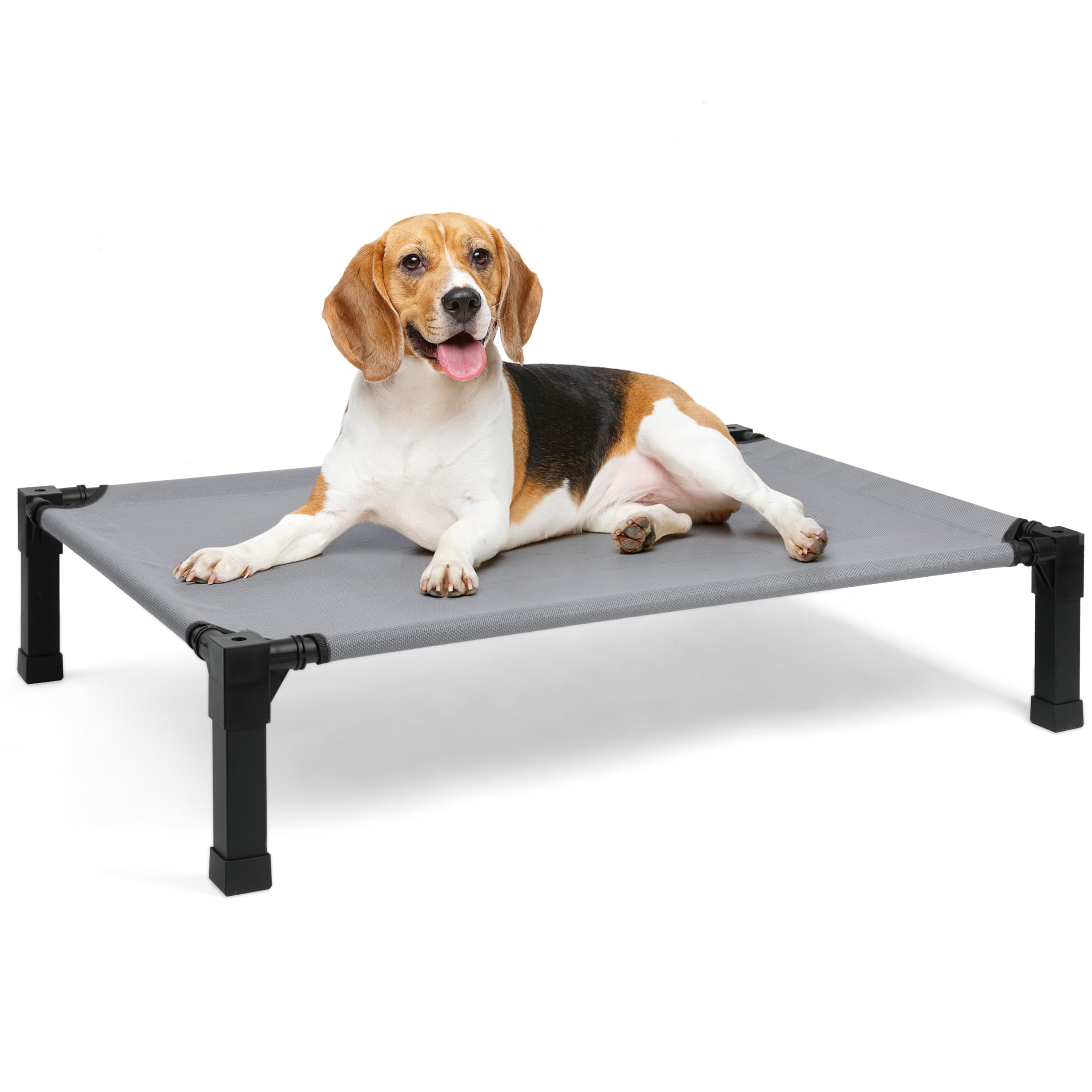 Heeyoo Elevated Dog Bed, Cooling Raised Pet Cot with Chew Proof Washable Breathable Mesh and Metal Frame, Portable Dog Cot Bed with No-Slip Feet for