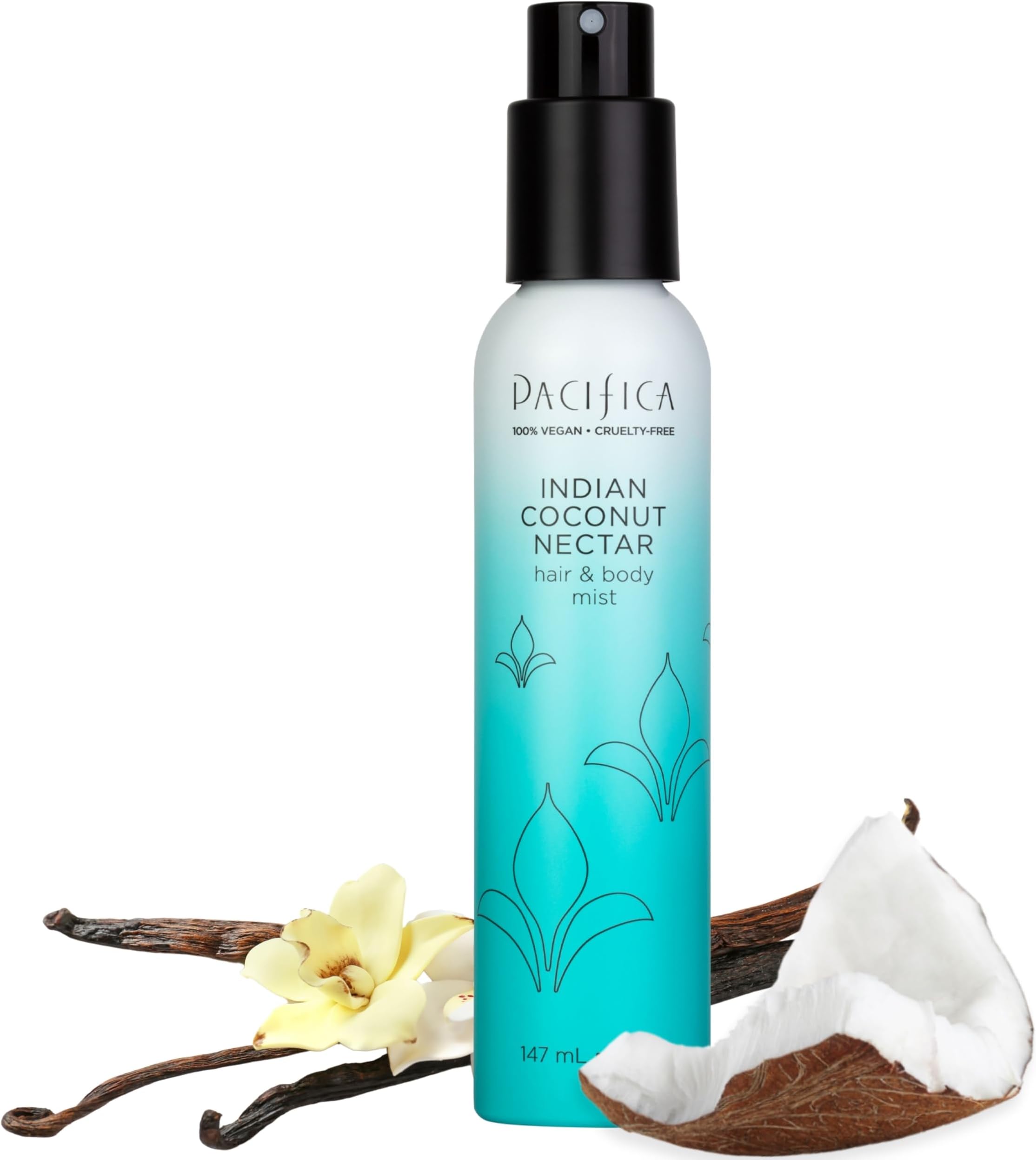 Hair Perfume & Body Fragrance Spray Mist - Indian Coconut Nectar with Tiare, Sugar, Vanilla, Almond & Amber – Alcohol-Free, Vegan & Cruelty-Free, 5 oz (1 Count)