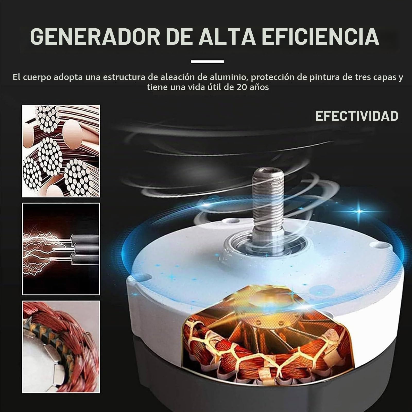 Generador Turbina Eólica 5000w/9000w Portátil Vertical Helicoidal Energía Eólica Energía Libre Kit Molino De Viento Con Controlador De Carga Para El Hogar,Rv,Barco Camping,5000W-24V