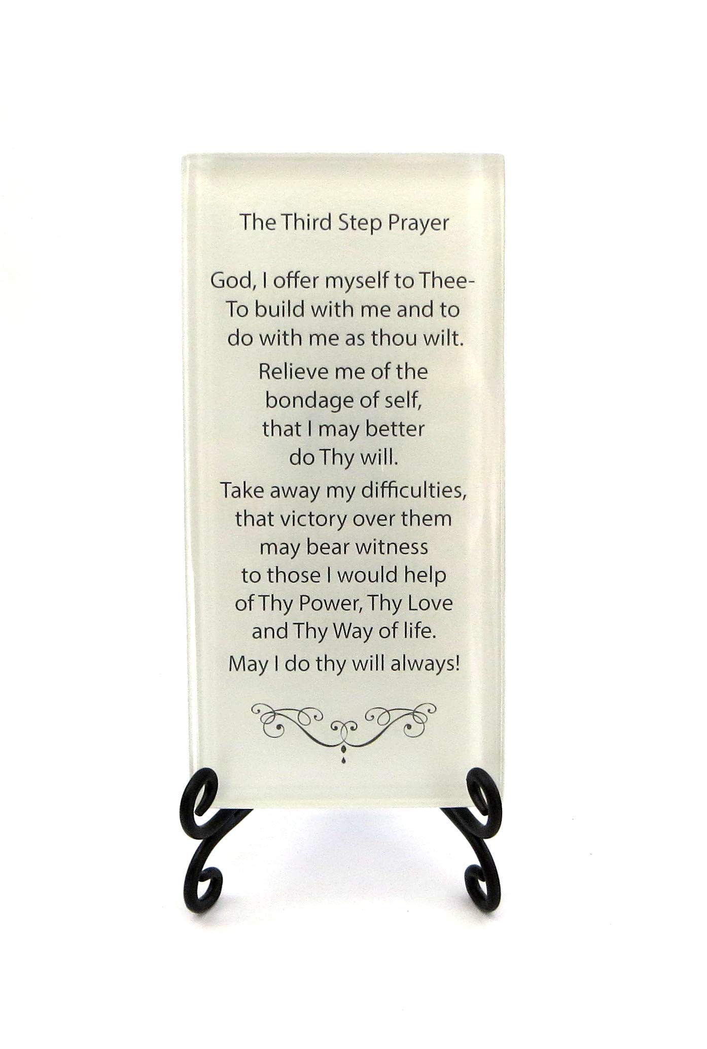 Lifeforce Glass White The Third Step Prayer Inspirational Glass Plaque. Beloved Prayer Provides Loving Support And Encouragement For Those In Recovery. Includes Folding Easel