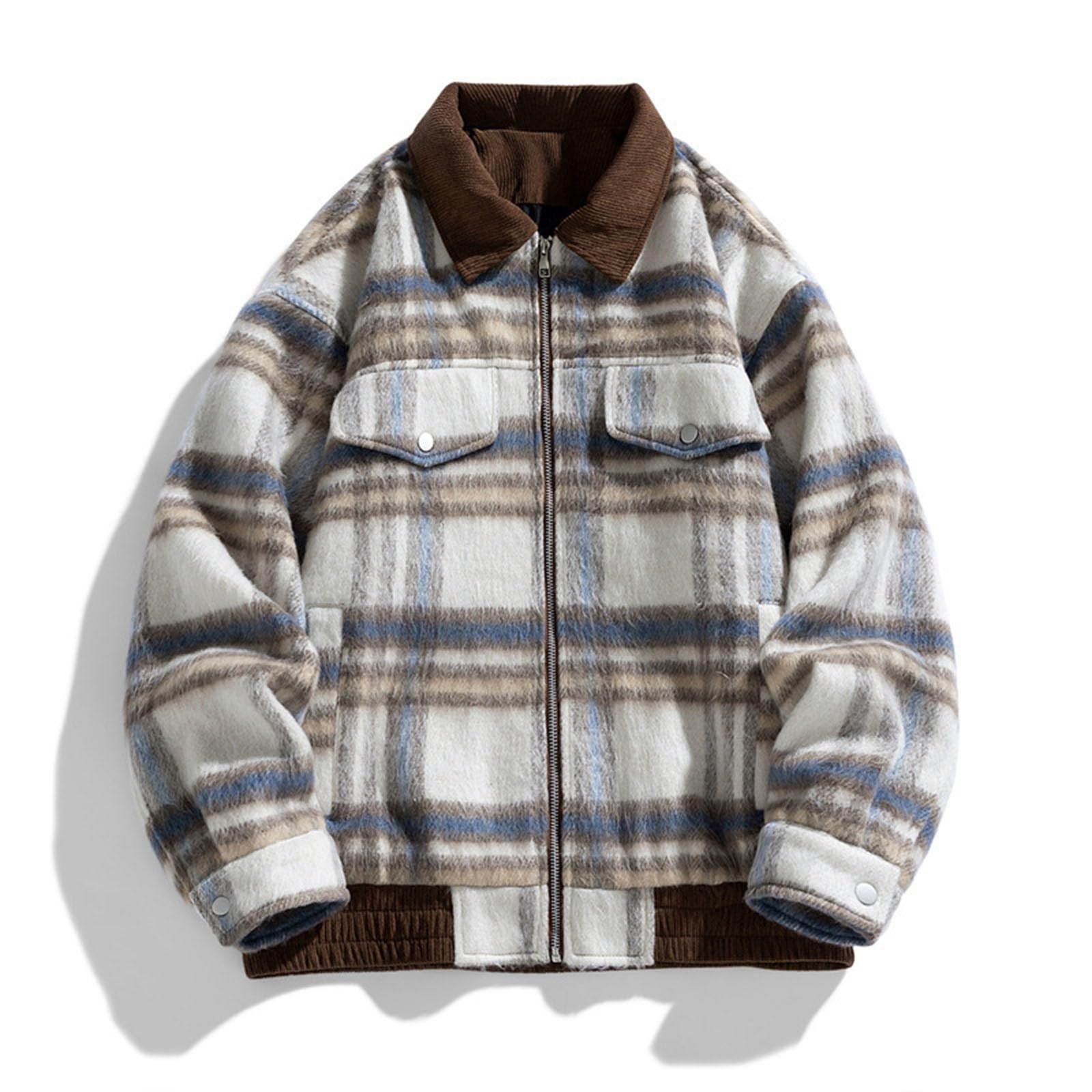 Generisch Giacca da uomo a maglia con chiusura lampo e colletto alto, struttura a nido d'ape, cardigan, maglione leggero, giacca corta da uomo, impermeabile, traspirante e confortevole