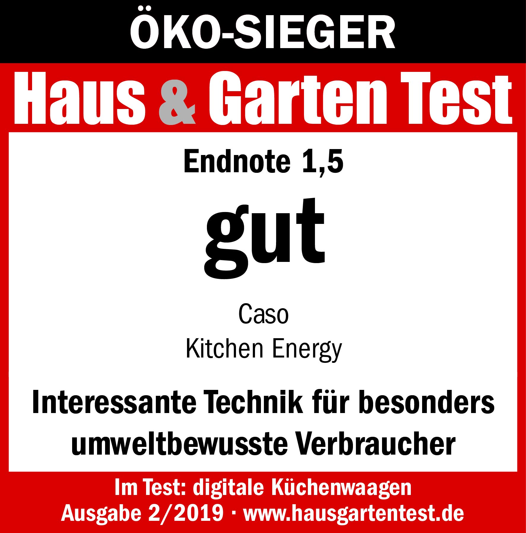 CASO Kitchen Energy Design - Bilancia da cucina digitale, utilizzo senza batteria grazie all'energia cinetica, ecologica e sostenibile, fino a 5 kg in gradini da 1 g, in acciaio inox