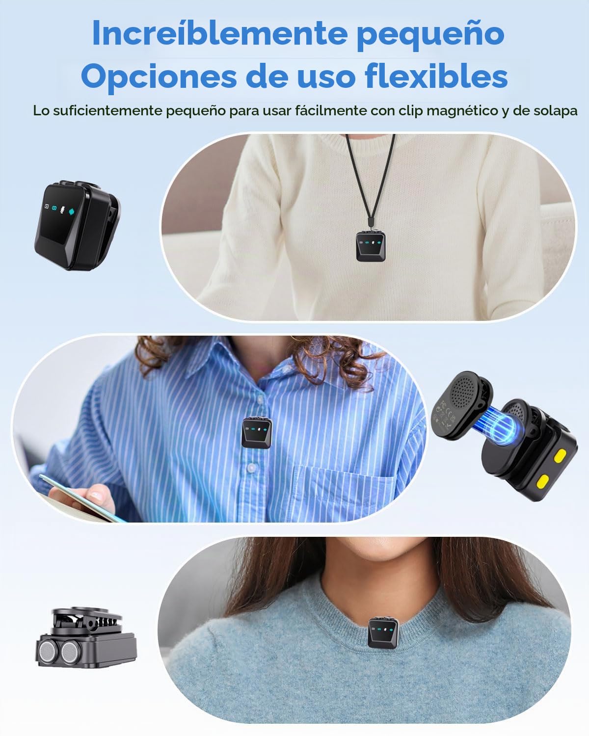 Micrófono Inalambrico Solapa para Teléfono iPhone/Android, Microfone Lapela con Reducción de Ruido para grabación de vídeo, Streaming, Vlogging, Youtube, Tiktok