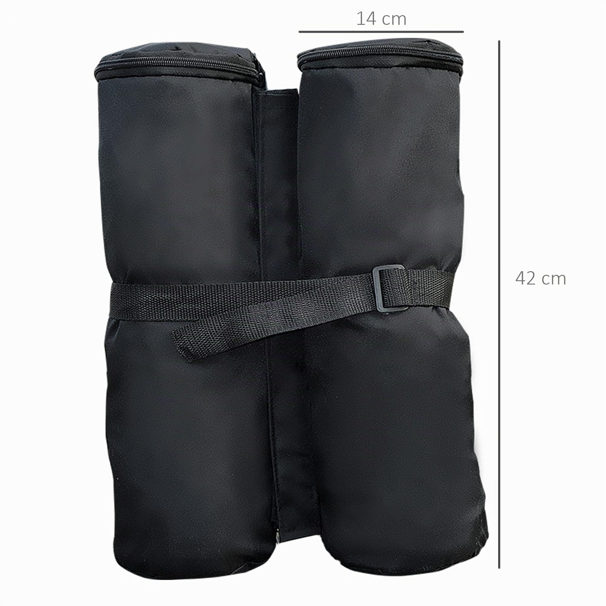 Outsunny Lot 4 Sacs de lestage de Fixation pour tonnelle Parasol pavillon, Poids de lestage de pavillon, Volume Max. 15 kg, Noir