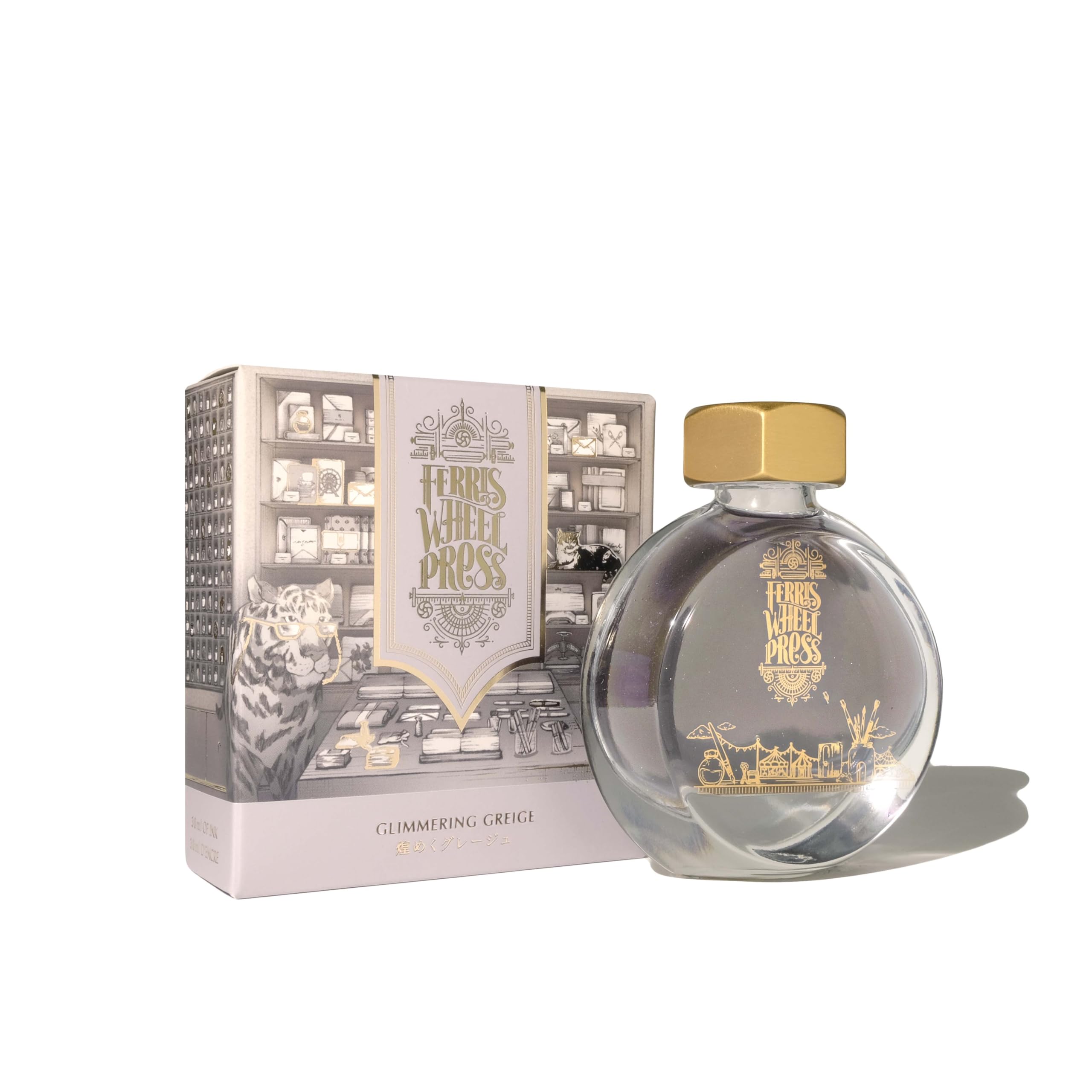 Ferris Wheel Press Fountain Pen Ink | Everyday Ink Collection | Grigio caldo con oro shimmer | 38 ml