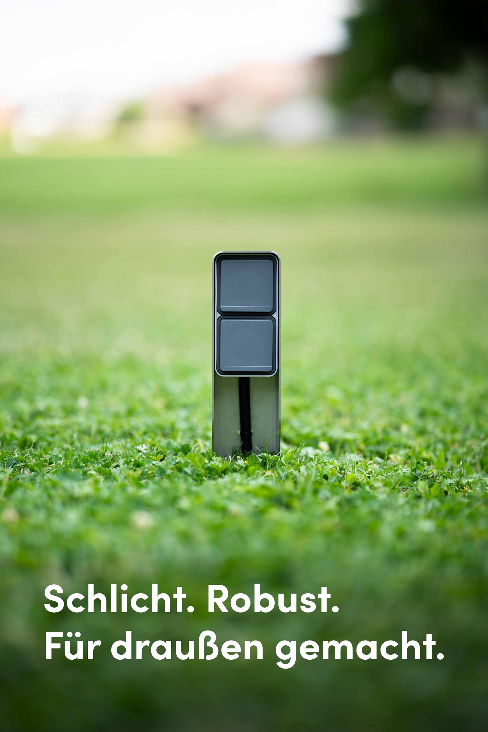 Steckdosensäule Essential | 2-fach mit Erdspieß – Edelstahl | IP55, wetterfest & robust – Außensteckdose für Terrasse & Garten