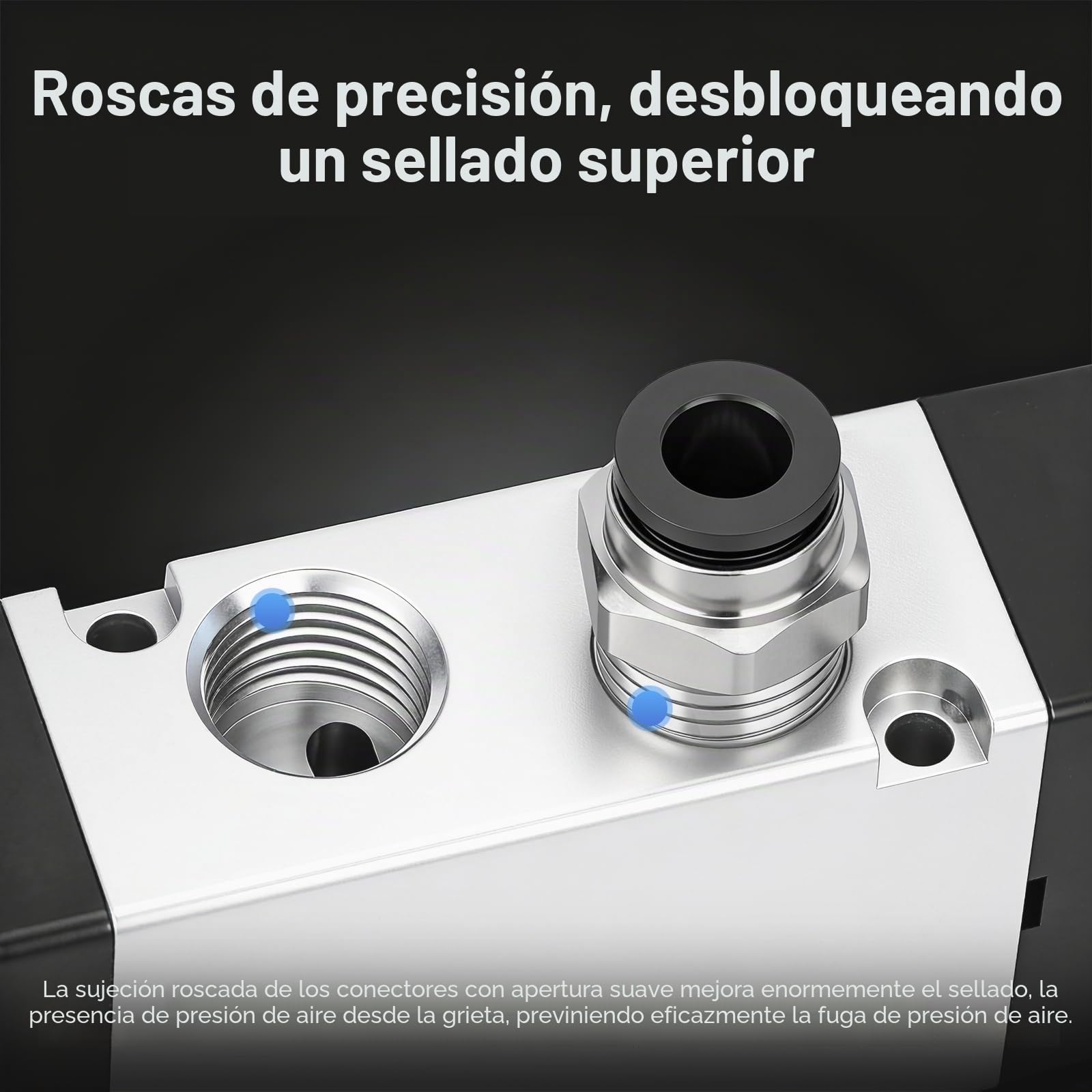 BAOMAIN Bloque de Válvulas Solenoides Neumáticas 4V210-08, 6 Estaciones, 5 Vías 2 Posiciones, 24V DC, Puerto 1/4" PT, Colector de Aire con Silenciadores y Conectores Rápidos, Control Industrial