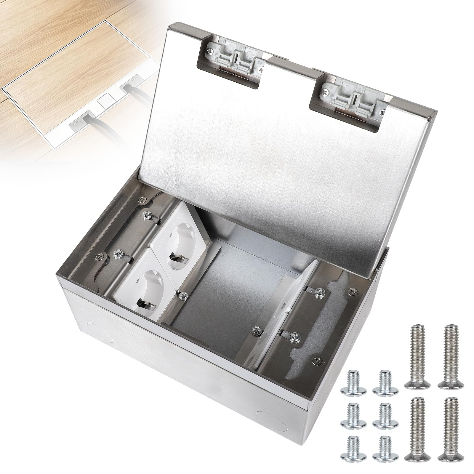EFUTURETIME Potrójne gniazdko podłogowe 4000 W/16 A z 2 portami danych RJ45