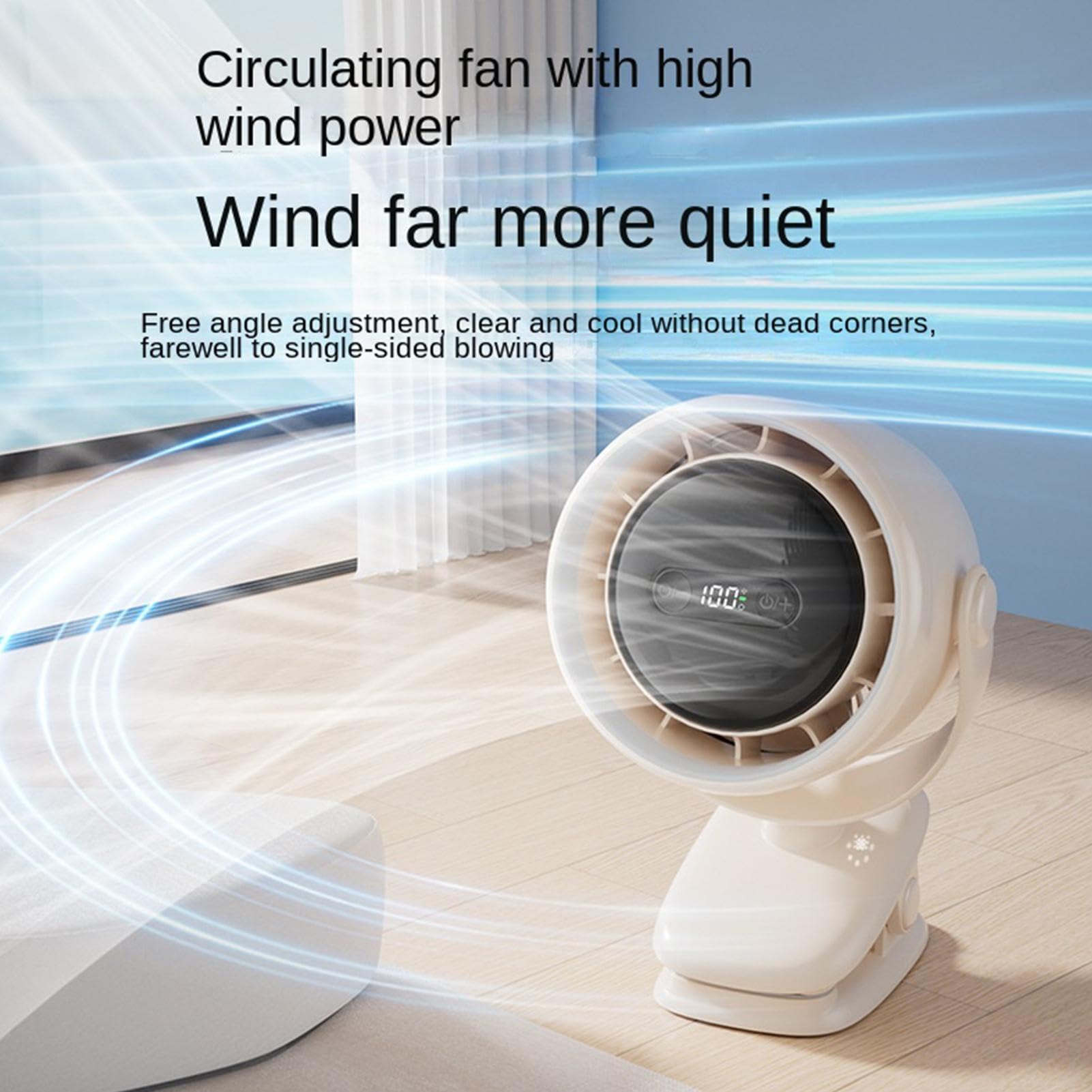 Ventilatore a Clip Ricaricabile 100 Velocità Con Luce Notturna | Ventilatore mini portatile con display LED per casa camera ufficio scrivania auto camper viaggio campeggio esterno spiaggia