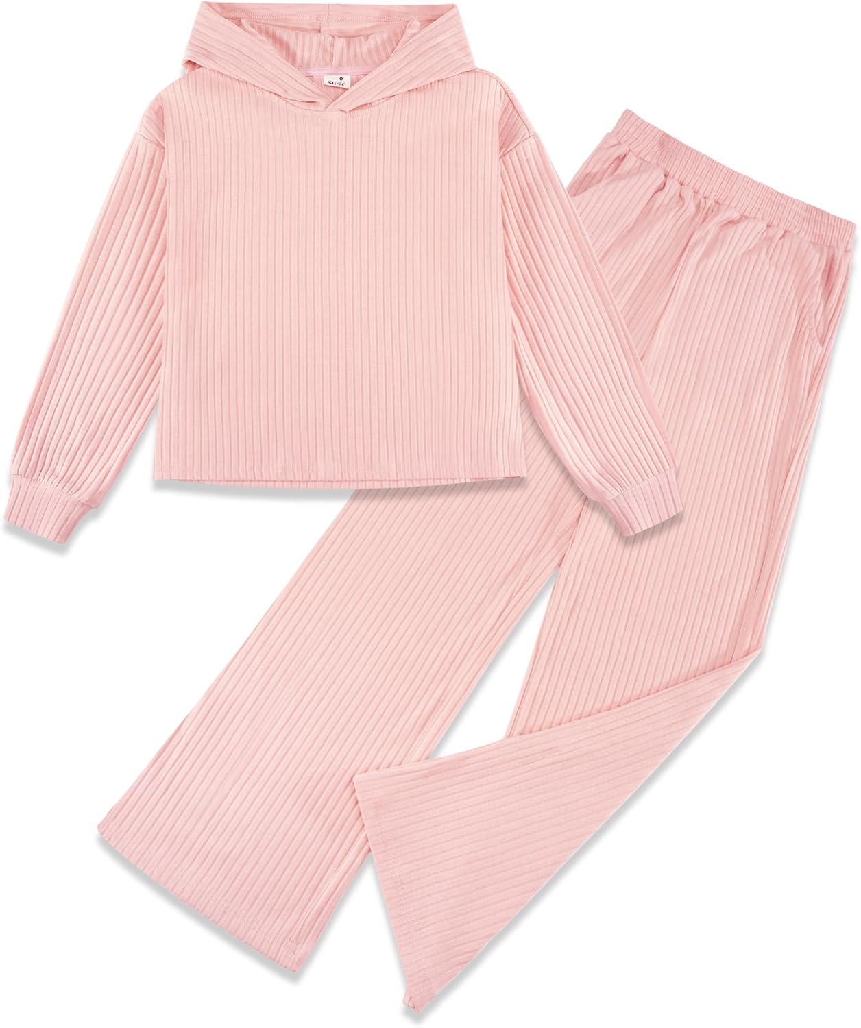 Stelle Girls Clothes 2 Piece Fall Outfits Lounge Set Long Sleeve Pullover Hoodie Wide Leg Sweatpants Teen Ribbed Tracksuit
