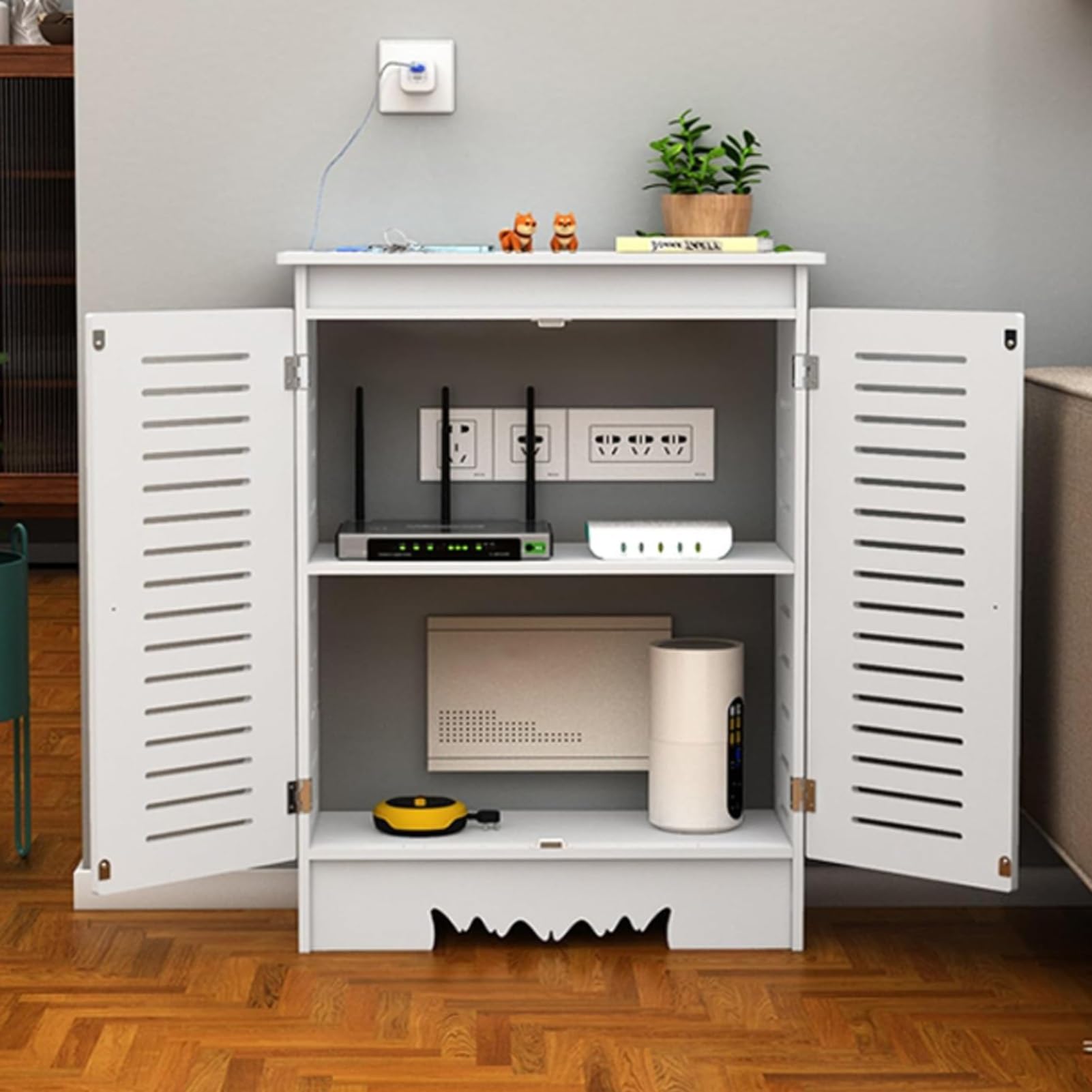 Boîte de rangement routeur WiFi 80x80x25cm pour gestion des câbles et modem
