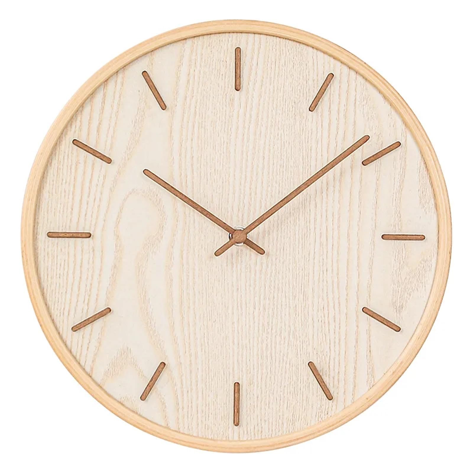 BDFJEDS Wall Clock Modern Wooden Wall Clock Living Room Bedroom Home Decoration Silent Quartz Round Hanging 12inch(Color 1)