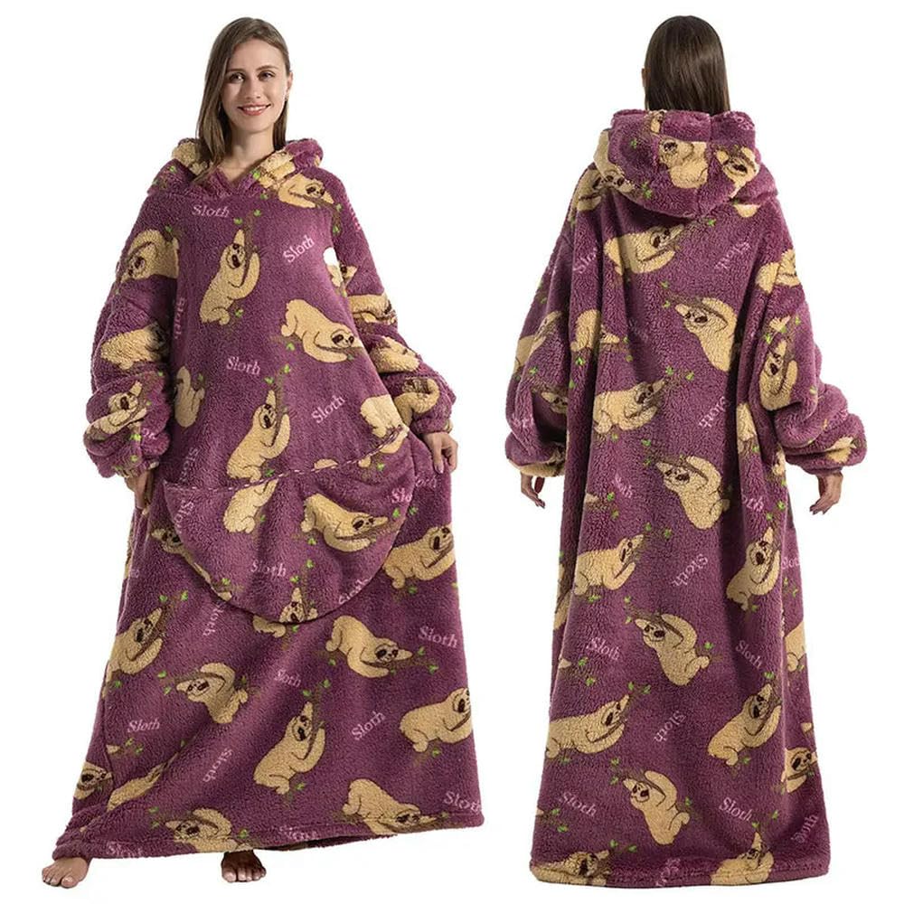 ZBDZSW flanelowy koc z rękawami zimowe bluzy z kapturem bluza ogromny koc do noszenia oversize bluza z kapturem dla kobiet mężczyzn odzież domowa