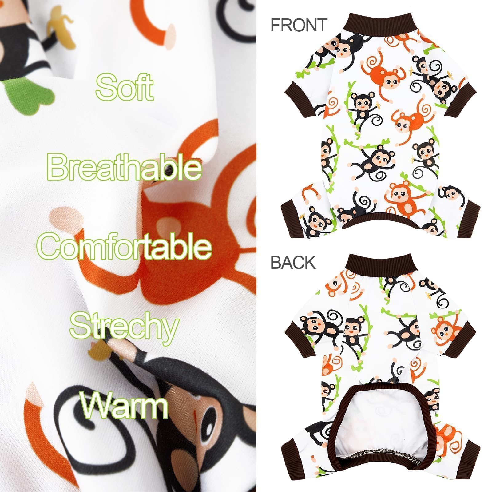 XPUDAC Paquete de 4 pijamas para perro, ropa de verano suave y elástica para perros grandes, medianos, niños, niñas, gatos, 3XL