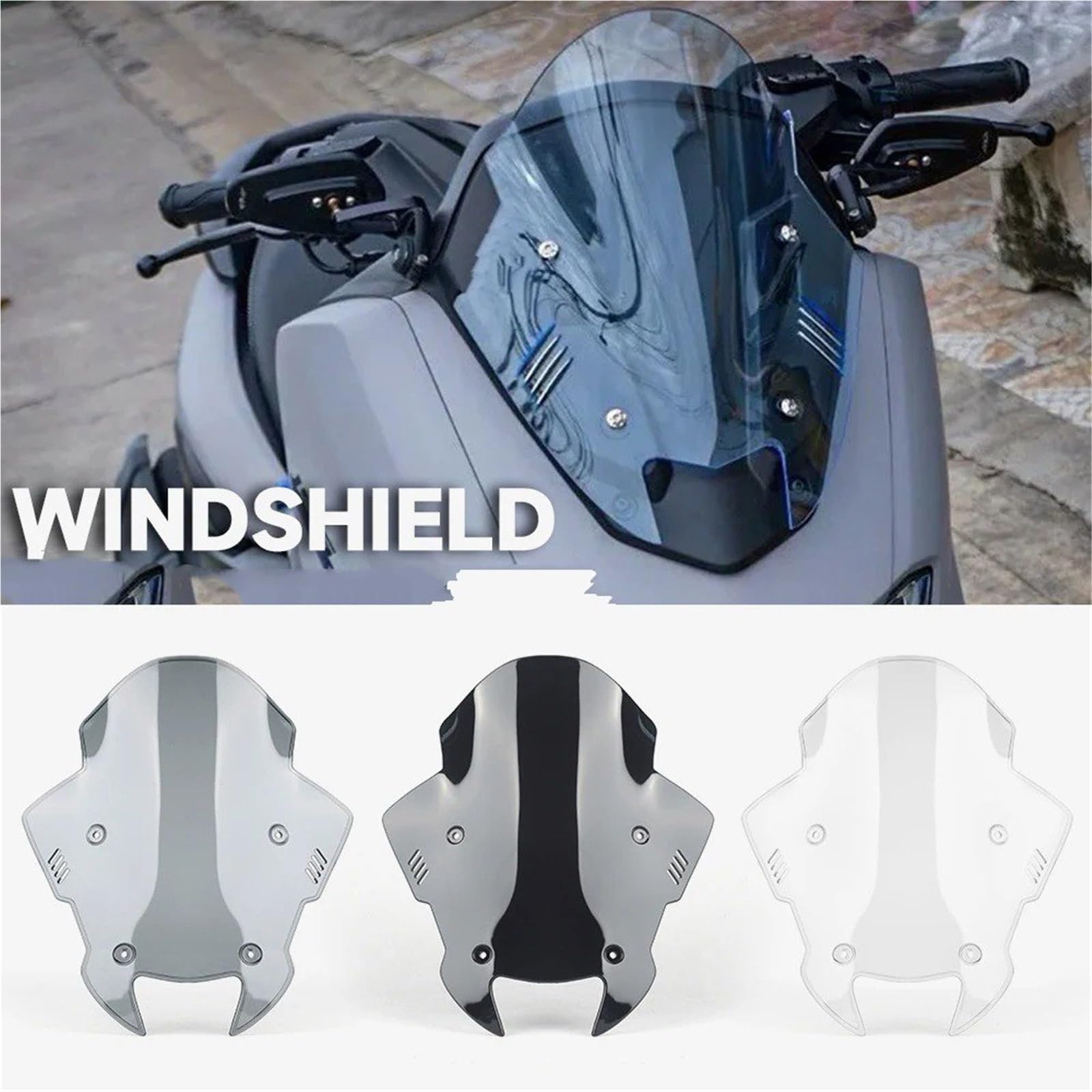 Parabrisas Cúpula Windshield para Nmax155 para N-MAX 155 N-max155 2020-2024 Parabrisas Delantero De Motocicleta Protector Pantalla Viento Deflector(Black)