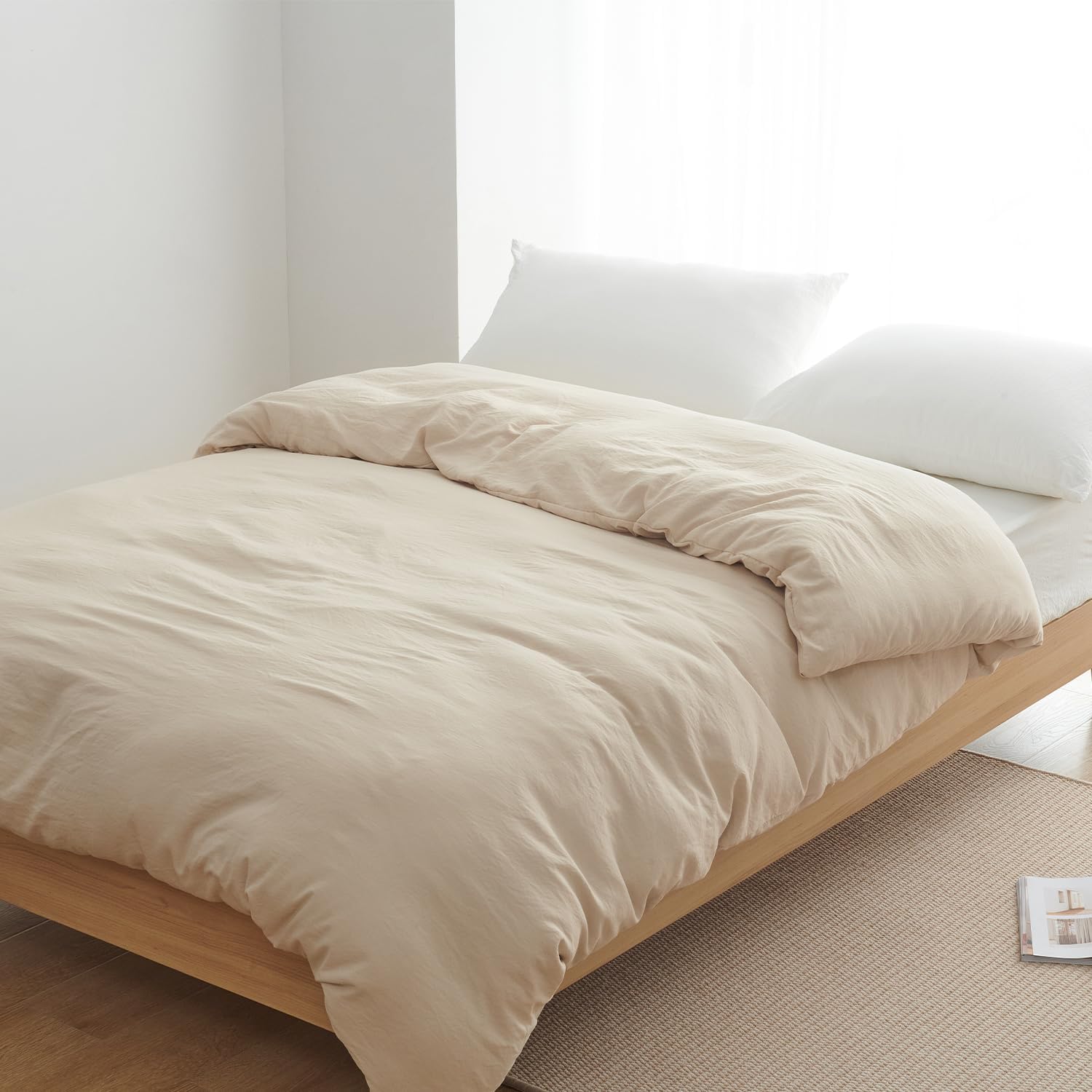 究極の眠りを叶える！肌触り至上主義の洗いざらしピーチスキン掛け布団カバー、オールシーズン快適な睡眠体験を