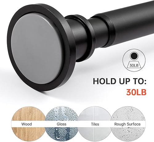 Miniatura 4 de BRIOFOX Barra de cortina de ducha industrial, resistente al óxido, antideslizante, de 43 a 72 pulgadas, barra de cortina de tensión de acero