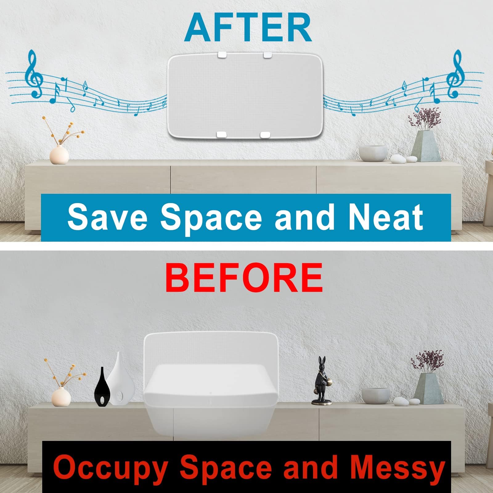 Dinghosen Supporto da parete per altoparlante Sonos Five & Play 5 Gen 2, staffa regolabile inclinabile e girevole per Sonos Play:5 e Sonos Five, bianco
