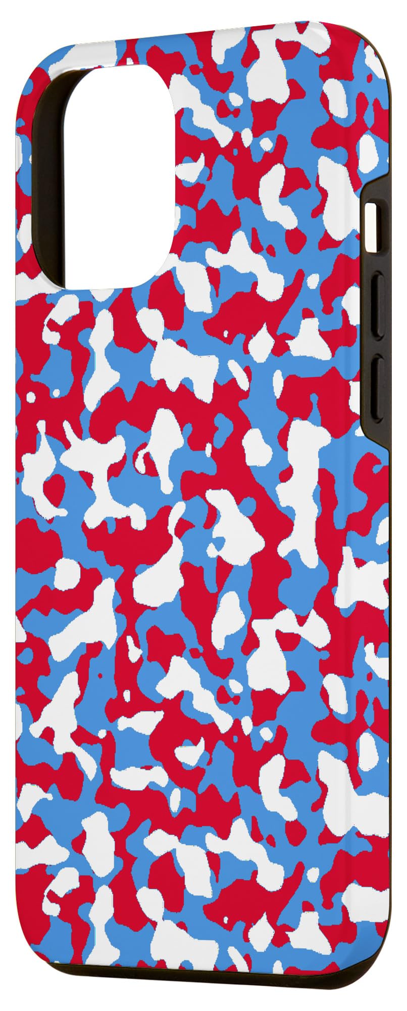 iPhone 15 Plus Throwback Light Blue, Red and White Camouflage Case - Image 2