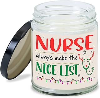 MEDROC Nurse Candle Nurse Always in Nice List Christmas Gift for Nursing Coworker Women Men, Christmas Gift for Nurse, Nurse Christmas Home Decoration Gift