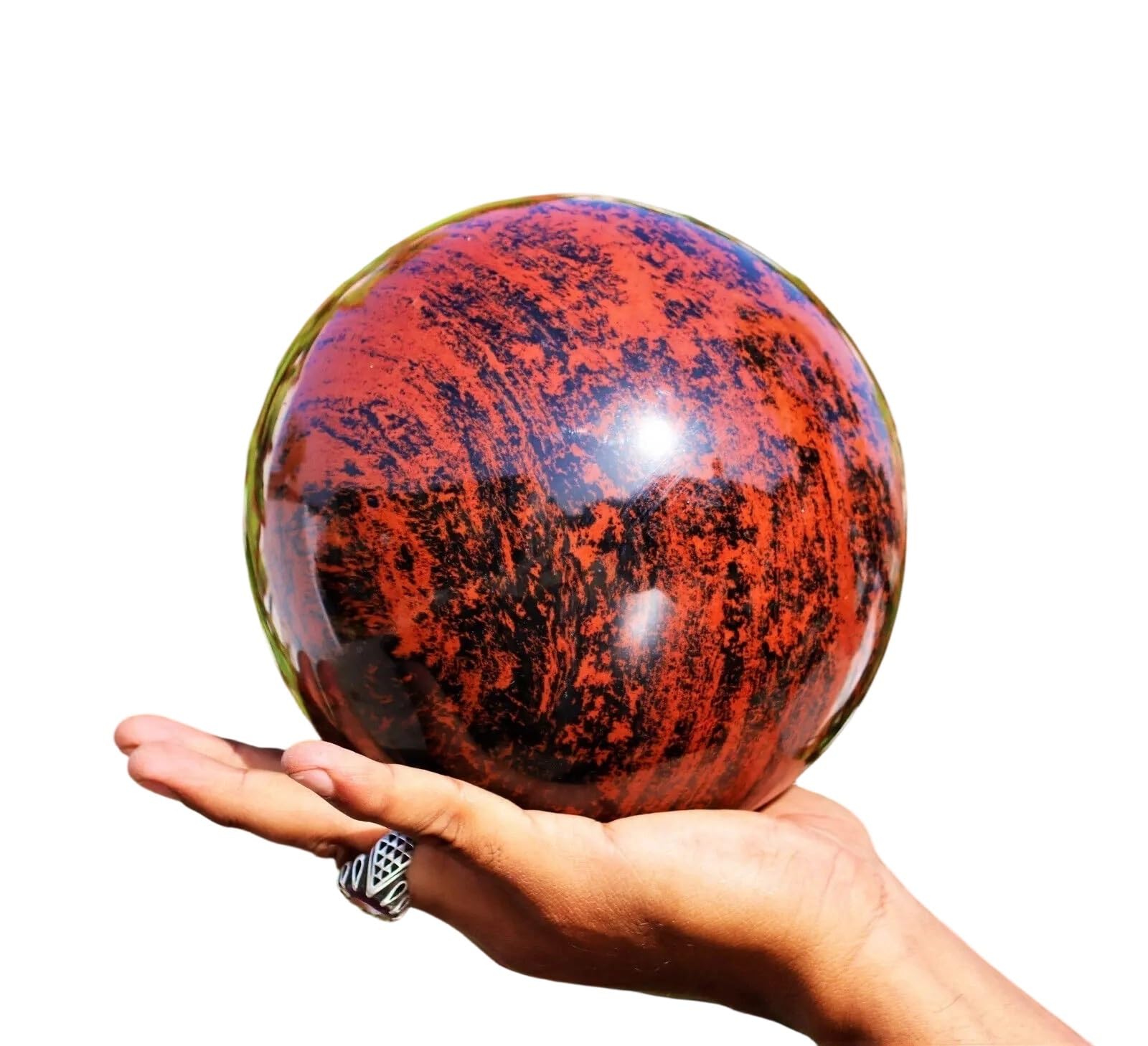 XZCASD Beautiful Natural Redwood, Obsidian, Jadeite Crystal Ball For Emotional Balance and Enhanced Self-Confidence(800-900g)