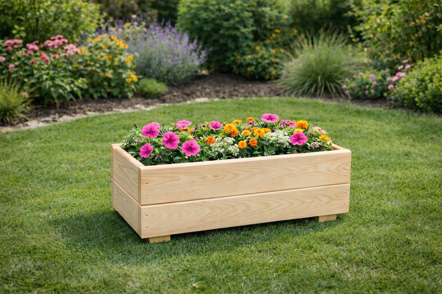 FKL DESIGN Home Deco Jardinera de Madera 60 cm – Macetero de Abeto Impregnado con Revestimiento y Drenaje – Jardinera para Balcón Terraza y Jardín – Montada, D27 (Crudo, 60 cm)