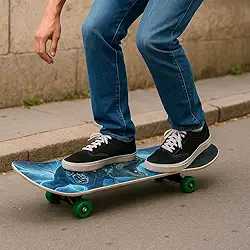 MINI Skate Estampado Infantil, Madeira e Plástico, Colorido, 60 x 15 x 10 cm, Suporta até 25kg, para Crianças Acima de 3 Anos, DETALHE (MINI)