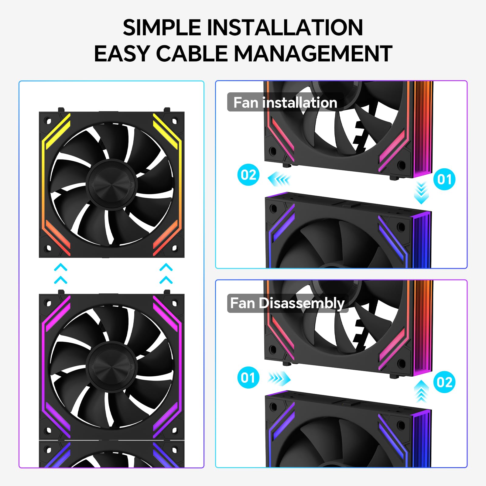 G120Pro - Paquete triple de ventiladores ARGB de conexión en cadena de margaritas de 120 mm, para enfriador de carcasa de computadora
