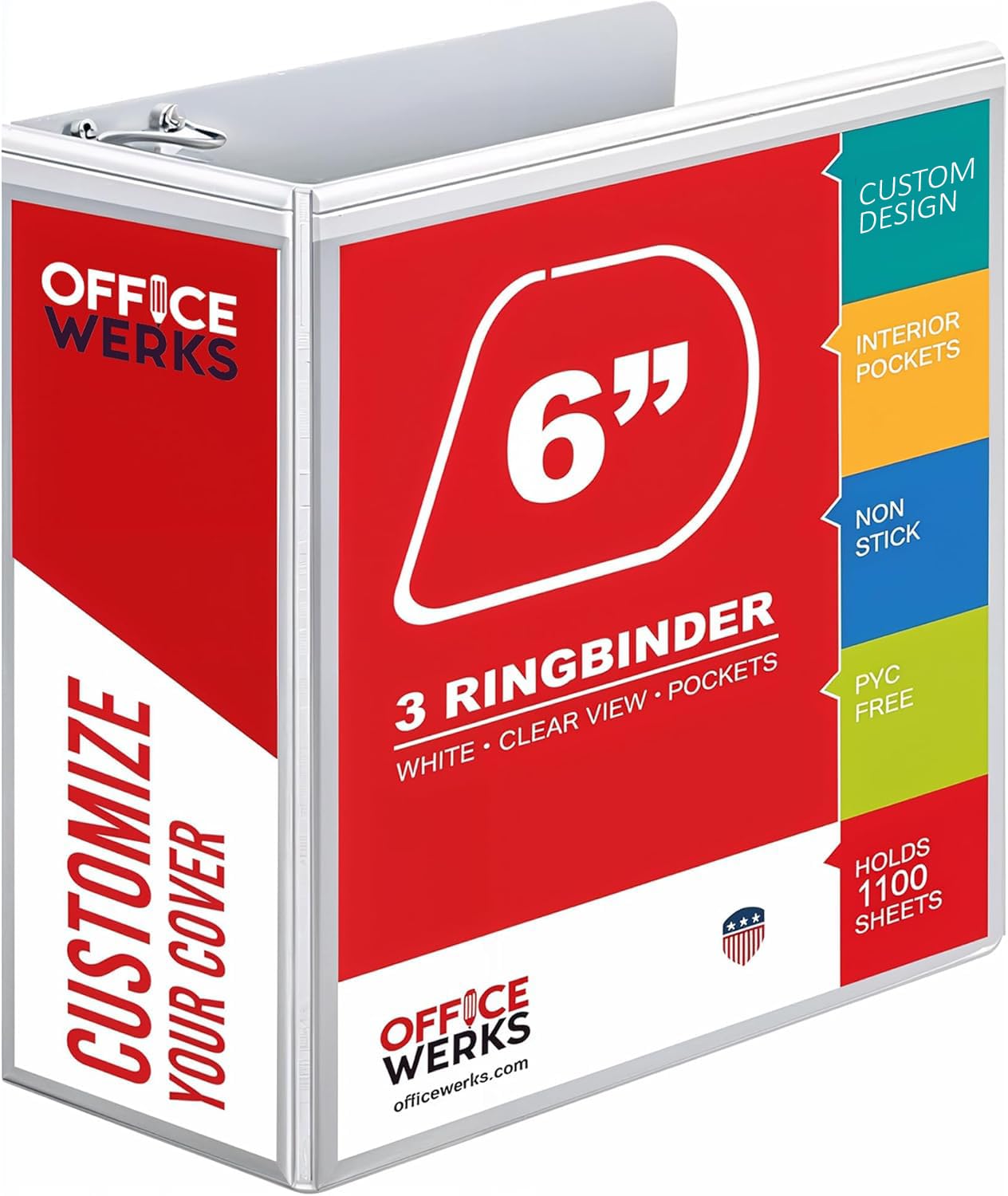 3 Ring Binder, Professional D Ring 6 Inch Binder, Presentation Folder 8.5 x 11 with Pockets, Clear View White Binder