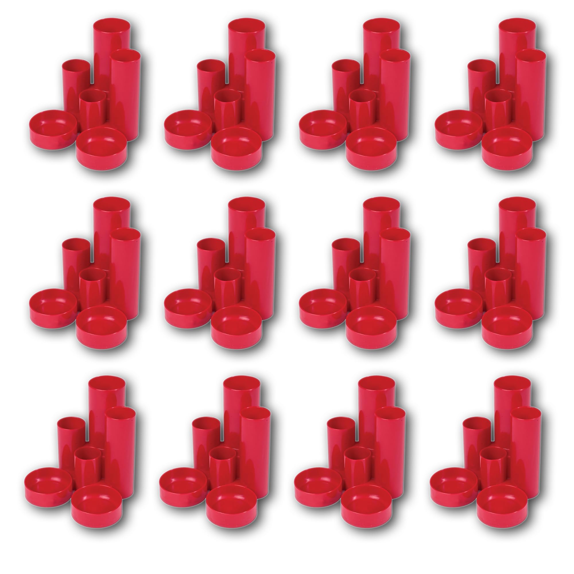Deflecto Tube Style Pen Tidy Red - Pack of 12 - Pen Holder For Desk - Pen Pot - Pencil Pots For Classroom - Pen Holders Desk Tidy - Pencil Holders For Desk Organiser - Pen Pots For Desk Accessories