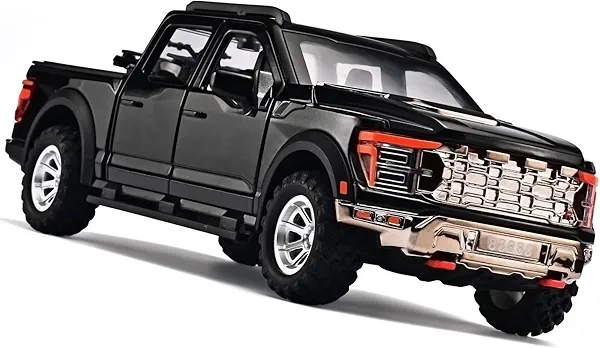 RZAPE Pickup Truck Toys for Boys Die Cast Truck F150 Toy,1/24 Die Cast Metal Toy Trucks,Pull Back Car F150 with Light and Sound,Trucks for Kids Ages 4-8（Black）