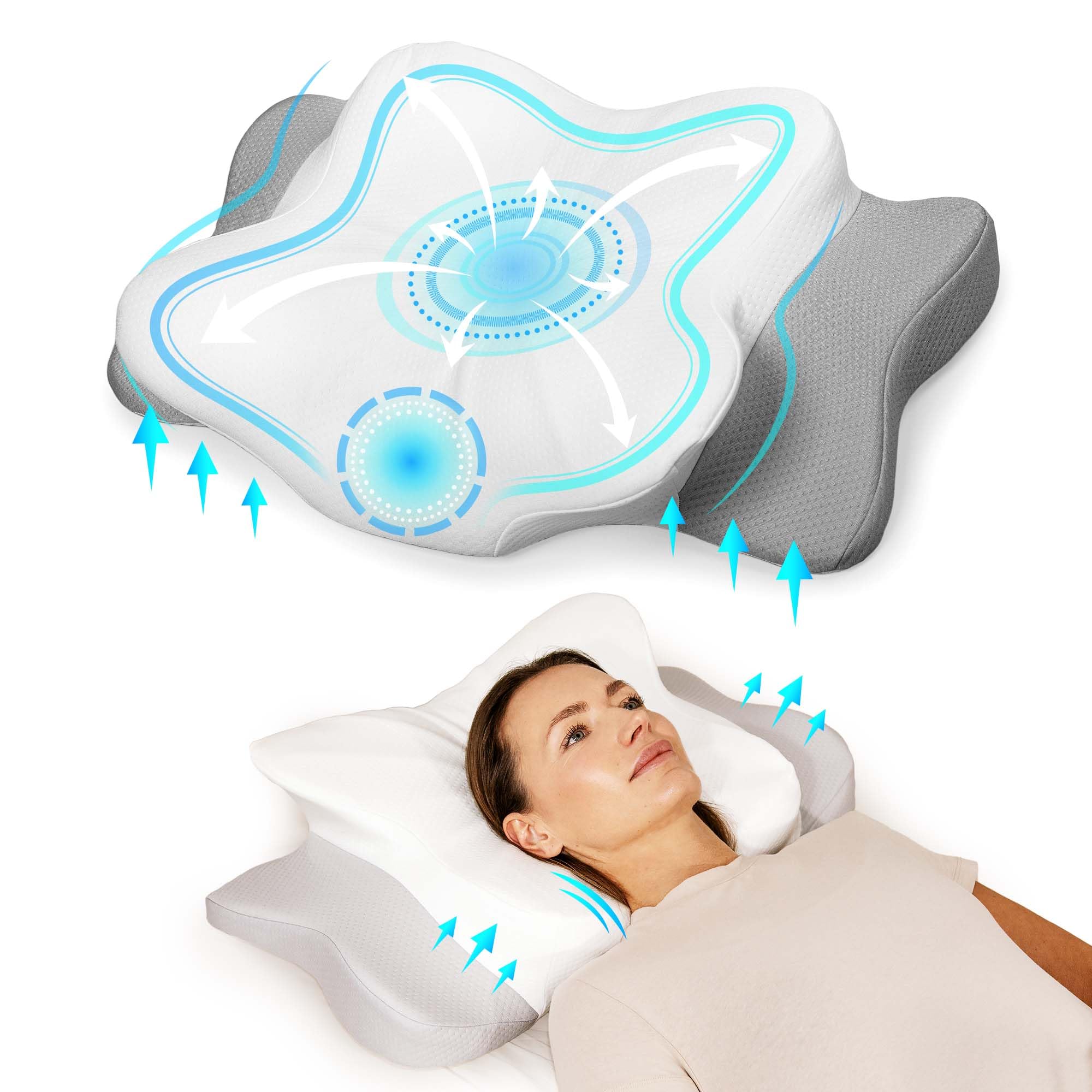 MKS Cuscino cervicale in memory foam, cuscino ergonomico per un sonno ottimale, cuscino di supporto per collo e spalle, favorisce una sana postura del sonno