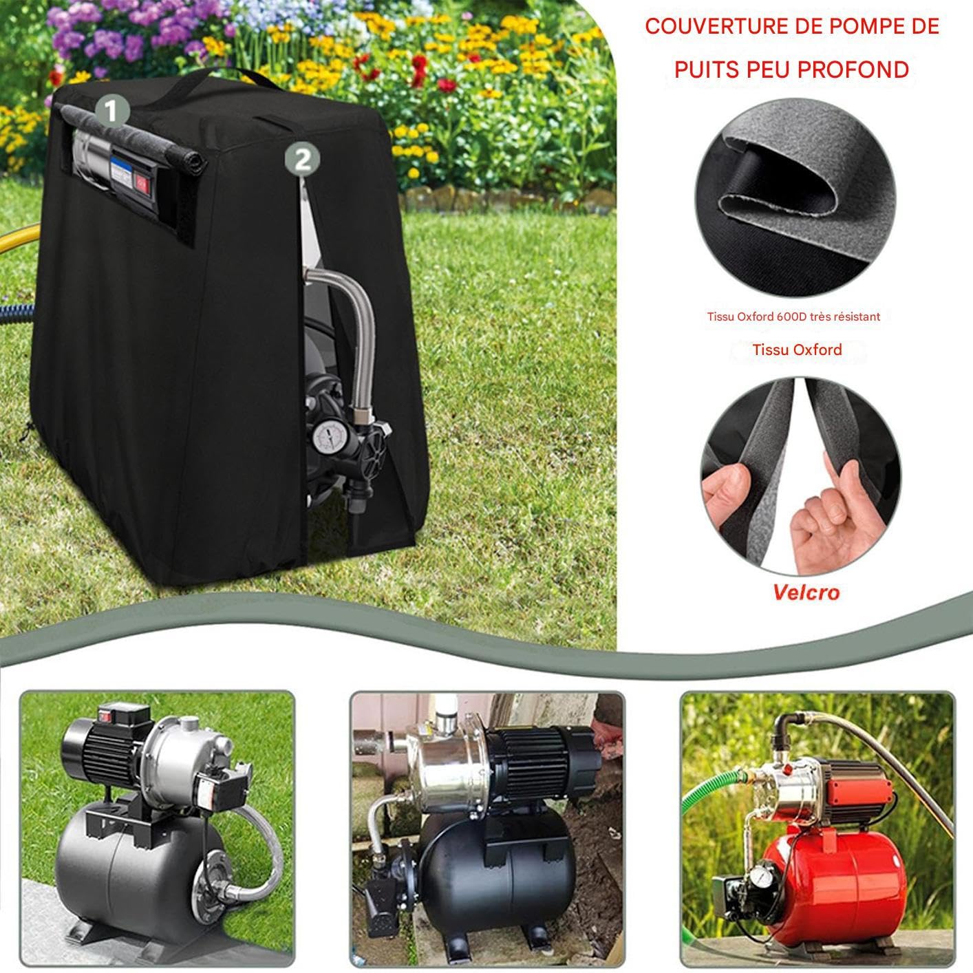 Housse De Protection Pour Pompe À Eau D'Extérieur - Protecteur Imperméable Pour Usage Intensif - Housse De Protection Pour Pompe À Eau Avec Poignée 74 X 48 Cm,Pour La Maison L Extérieur Le Jardin L Ar