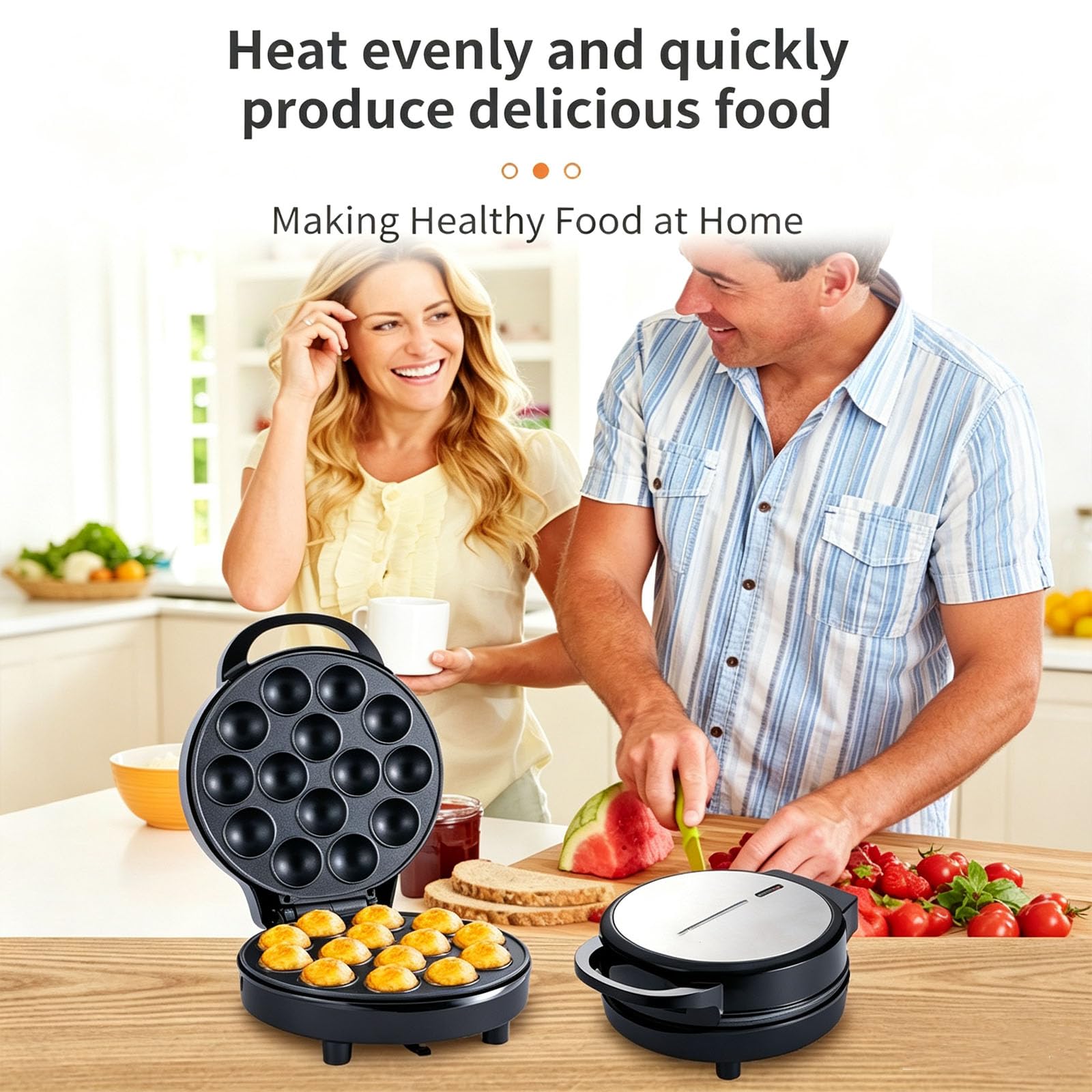 Macchina Elettrica per Cupcake da 750 W, con 14 Fori E Rivestimento Antiaderente, Riscaldamento su Entrambi I Lati, Compatta E Portatile, Ideale per Torte di Compleanno, Snack E Dessert.