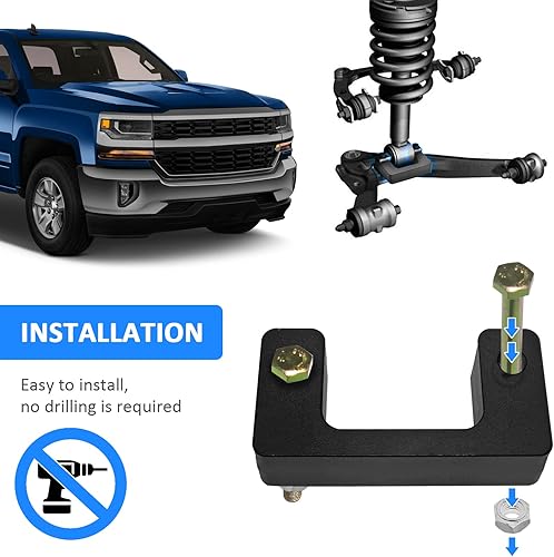 Miniatura 5 de Wsays Kit de elevación de nivelación delantera de 2.5 pulgadas, espaciador compatible con Chevy Silverado Fit GMC Sierra GM 1500 LM 2007-2024
