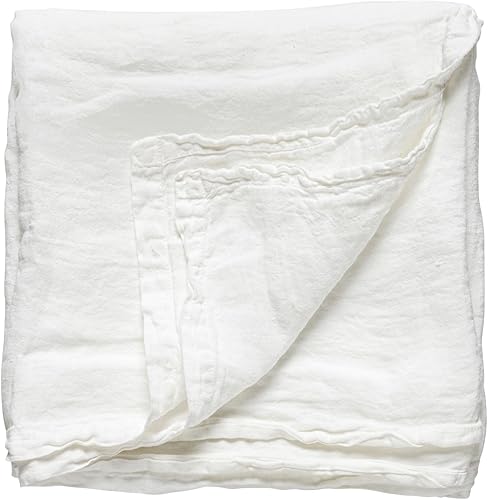 Miniatura 1 de Costa Nova Mantel de fibra natural de 69 x 98.5 pulgadas, colección María, blanco tiza, 100% lino, hecho a mano en Portugal, vajilla de calidad de