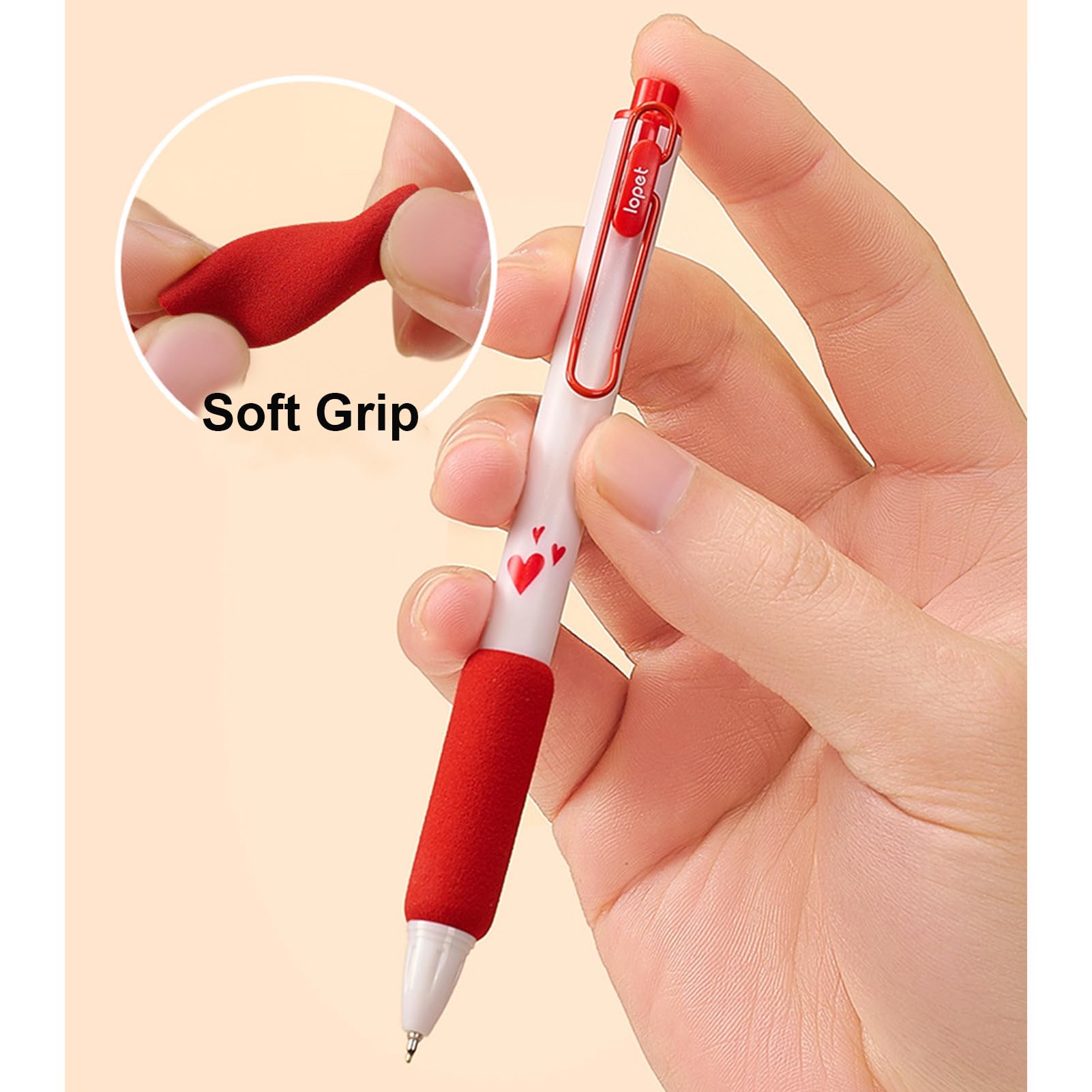 MOZXIRZ Gelschreiber mit roter Tinte, einziehbar, niedliches Liebesherz, 0,5 mm, Schreibstift, Büro, Schulbedarf für Mädchen, Jungen, Frauen, Männer, 4 Stück (4 Stück rote Tinte)