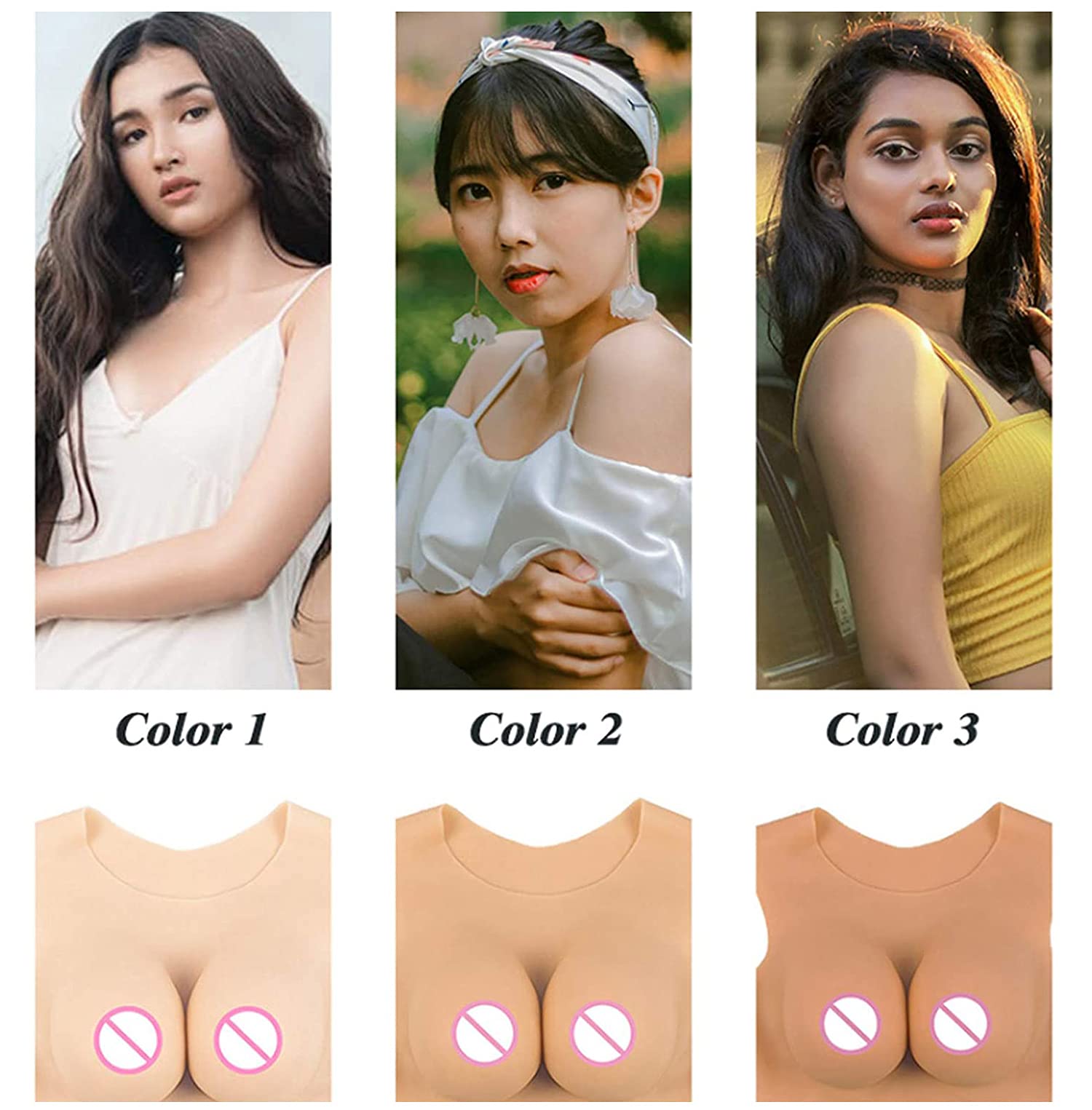 Prothèses Mammaires En Silicone IVITA - G Cup Ovale, Grande Aréole, Pour Travestissement - Taille 6XL, Blanc