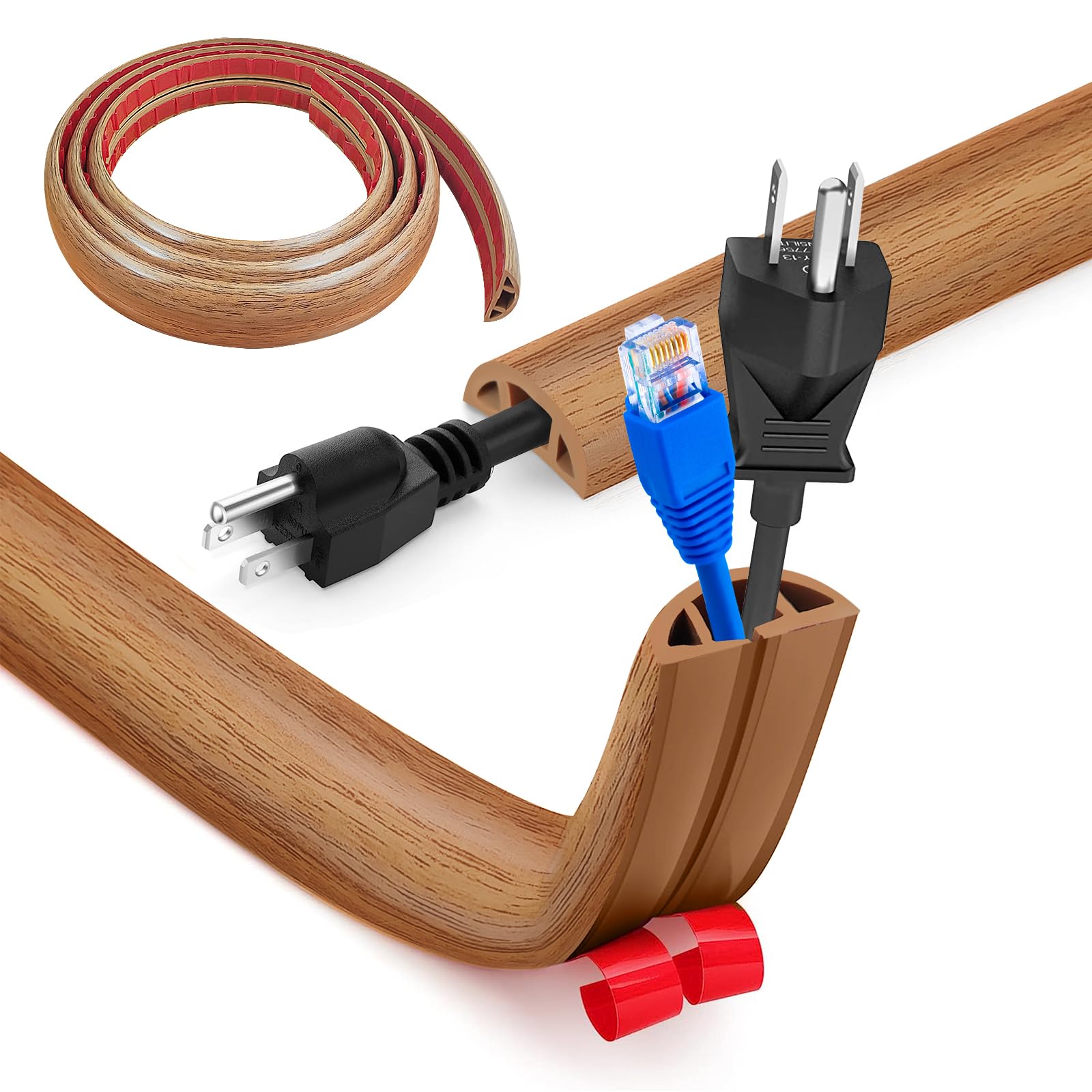 Pasacables Suelo, Canaleta Cables Suelo, 3.0M x2cm Protector de Cables para Suelo, Cubiertas de Suelo para Cables Autoadhesiva Montaje para Todos los Hogar, Oficina, Escuela,Almacén(Blanco-Redondeado) — view 46