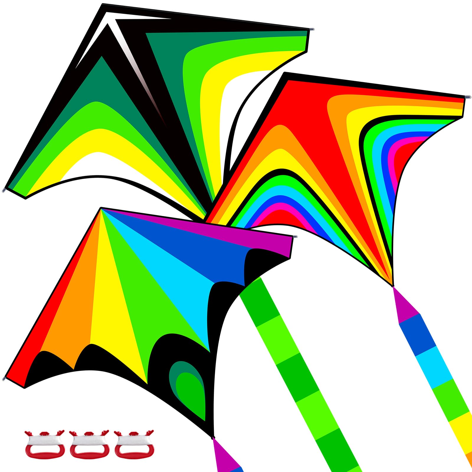 3 Pack Delta Kite for Kids & Adults Easy to Fly, Beach Kites for Beginner