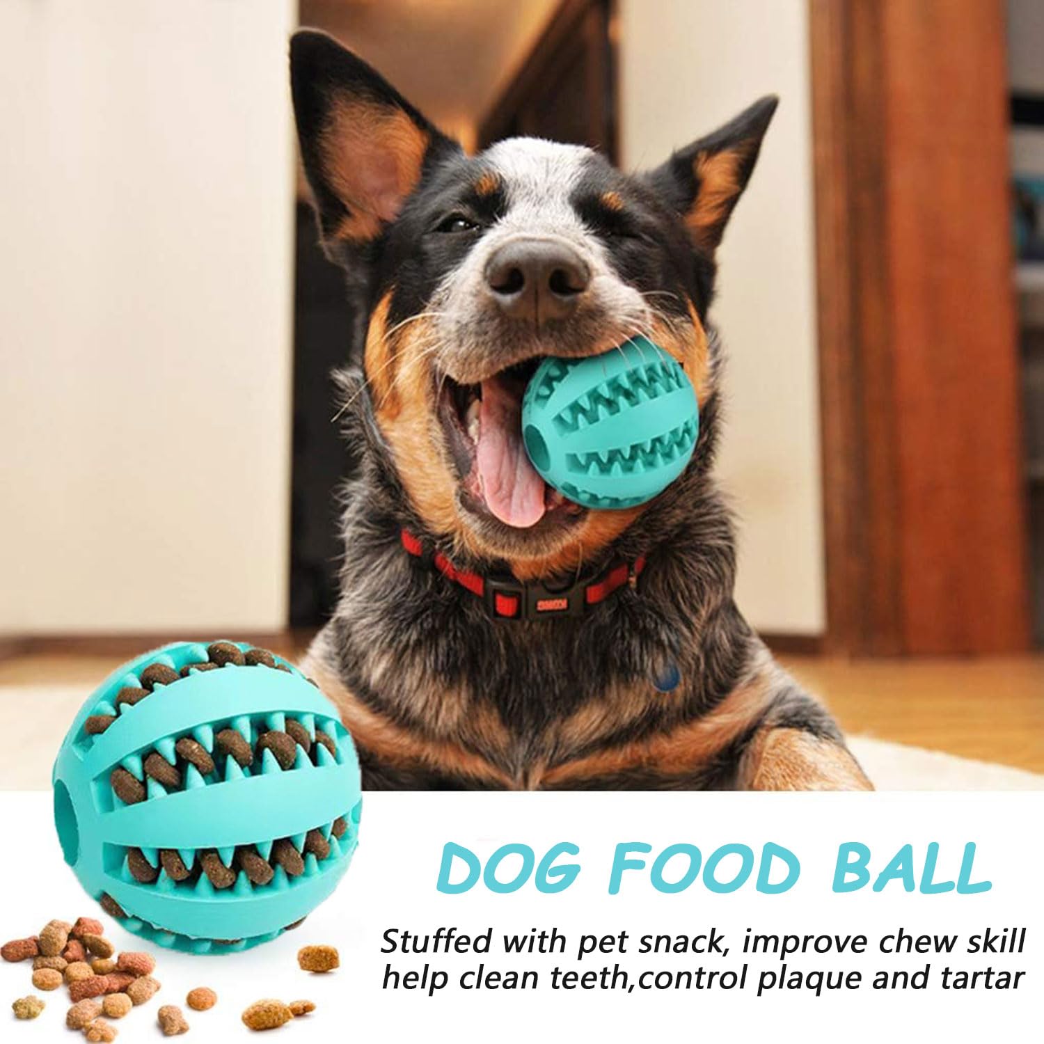 SHENGRUI Dog Treat Ball Dispenser Tooth Cleaning Interactive Toy Enrichment & Mental Stimulation for Boredom for Small and Medium Dogs of all Breeds (Blue+Green) - Image 4