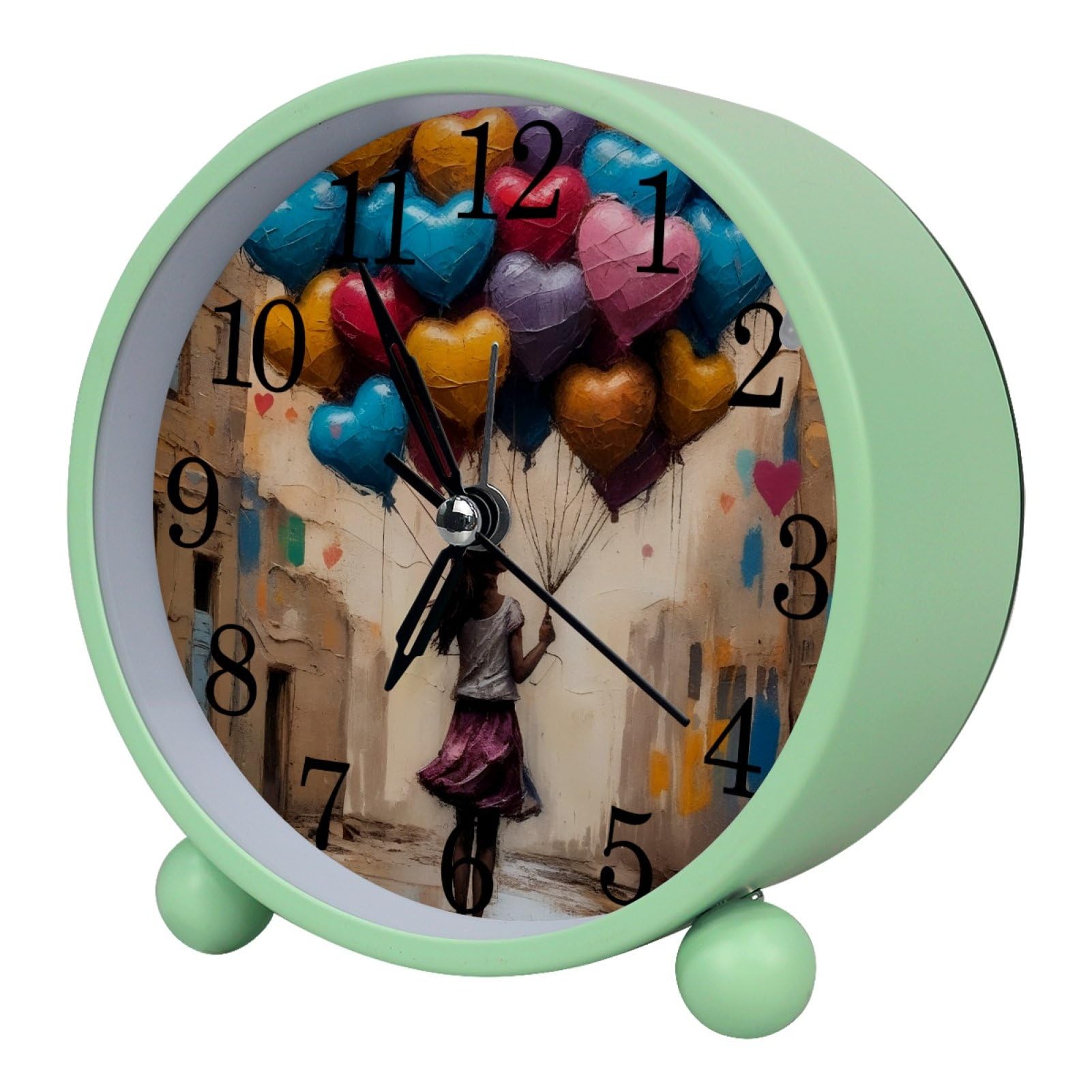 etoenbrc Watercolor Butterfly Silent Analog Alarm Clock Small Battery Operated Clock Slient Plastic Table Clock for Living Room Bedroom Color25