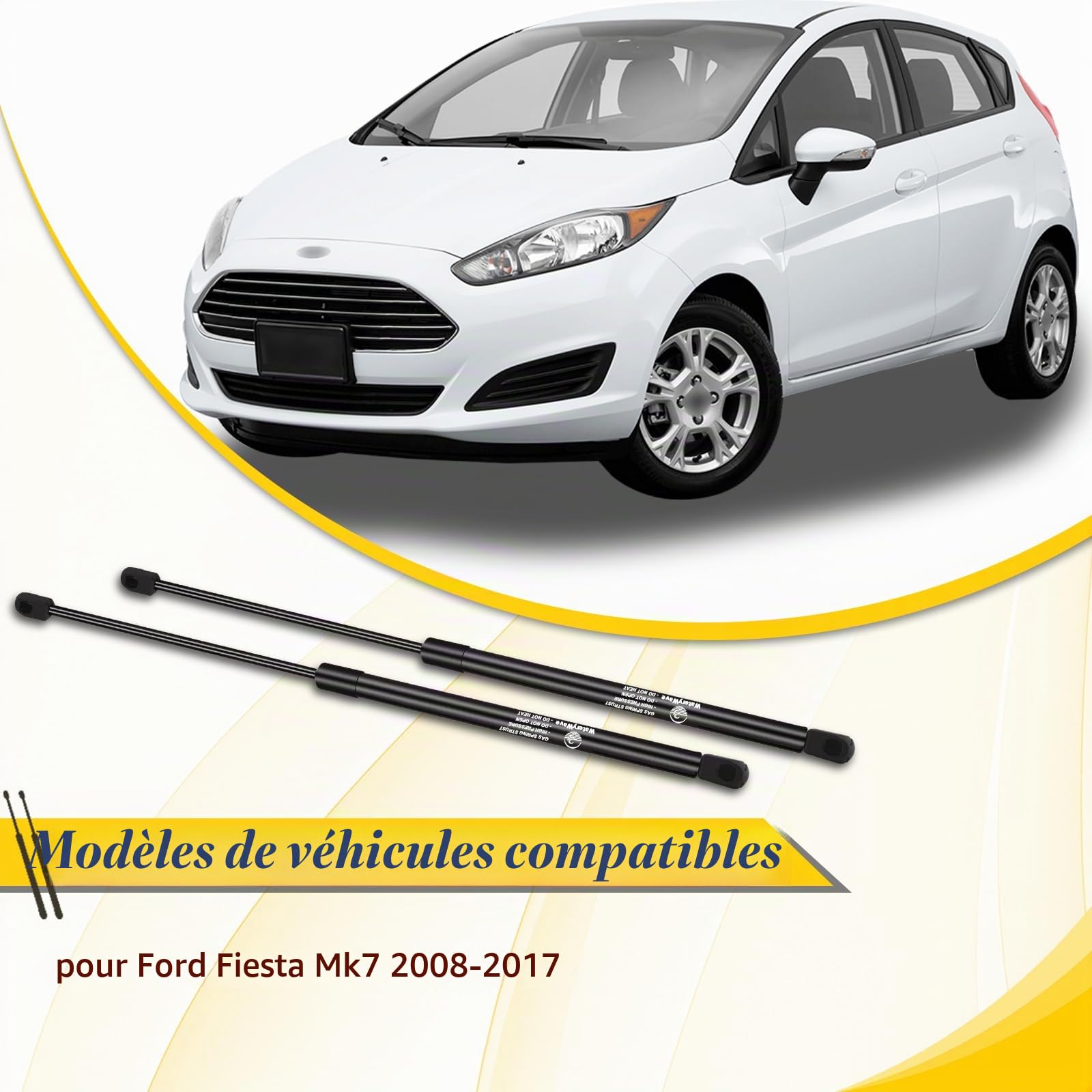 2X Verin de Coffre pour Ford Fiesta Mk7 2008-2017 Vérin Hayon Verin Hydraulique de Coffre Noir Verin a Gaz Remplacer #8A61 A406A10 AC, 1666068, 1523356,8A61A406A10AB